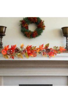 48&#x22; Pumpkin Berry Oak Leaf Garland