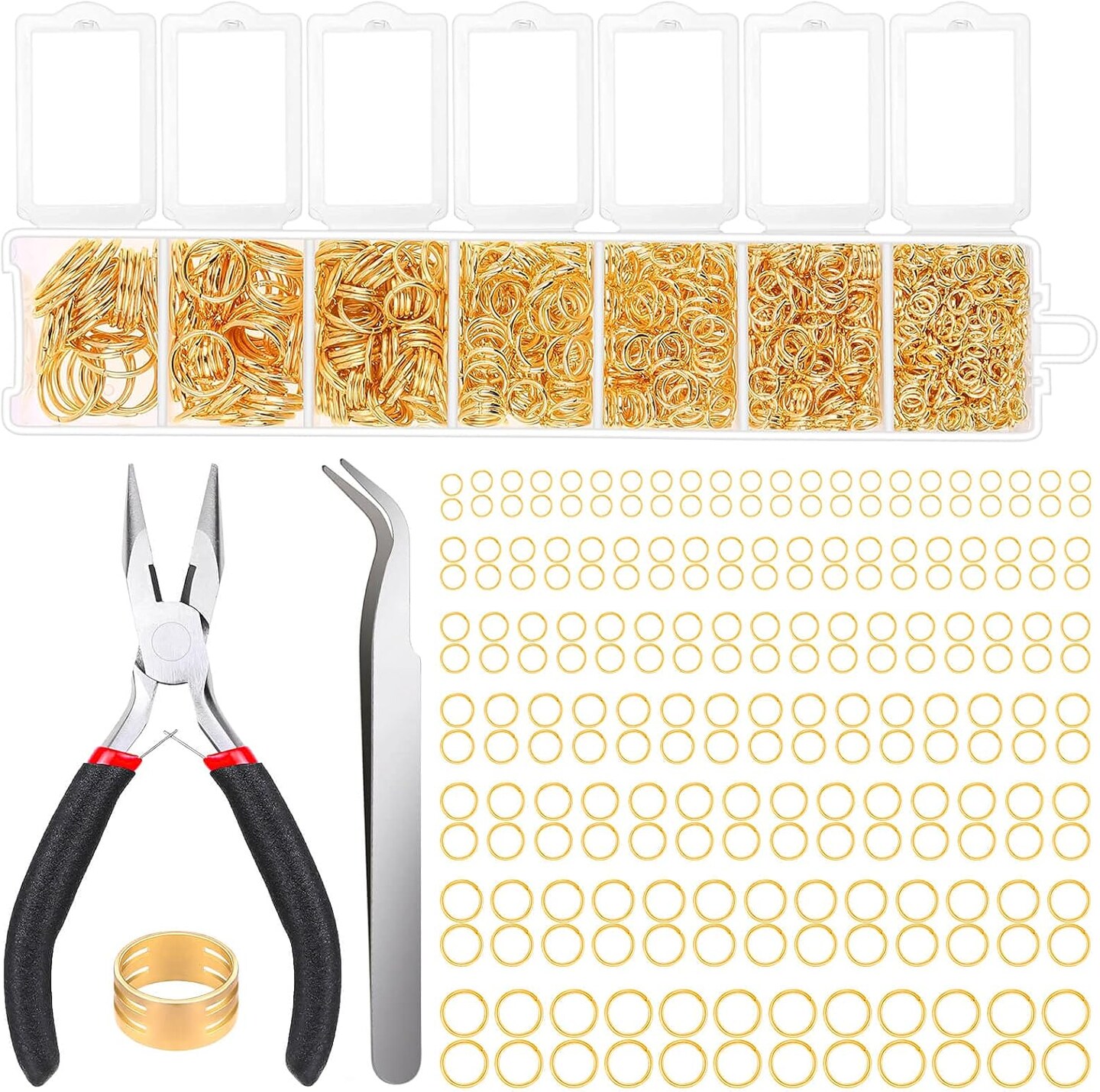 1500-Piece Jewelry Repair Kit with Pliers for Necklaces, Charms & Earrings