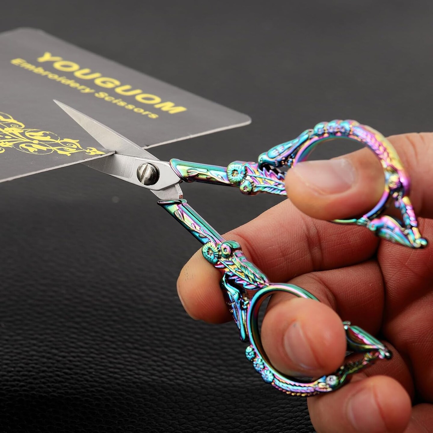 Sewing Embroidery Scissors &#x2013; Small Vintage Sharp Detail Shears for Craft, Artwork, Needlework Yarn, Handicraft DIY Tool, Thread Snips, 4.6in Rainbow Bird Style
