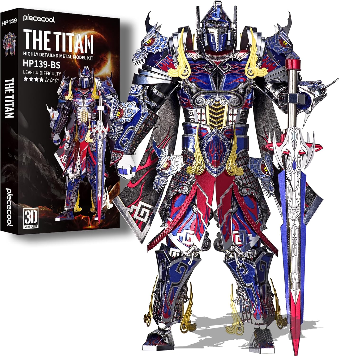 3D Metal Puzzles Mecha Model Kits-The Titan Figure Model Building Blocks Kits for Kids, DIY Brain Teaser 3D Puzzle for Men Teen Students Hobbies Fidget Toys Gifts -157 Pcs
