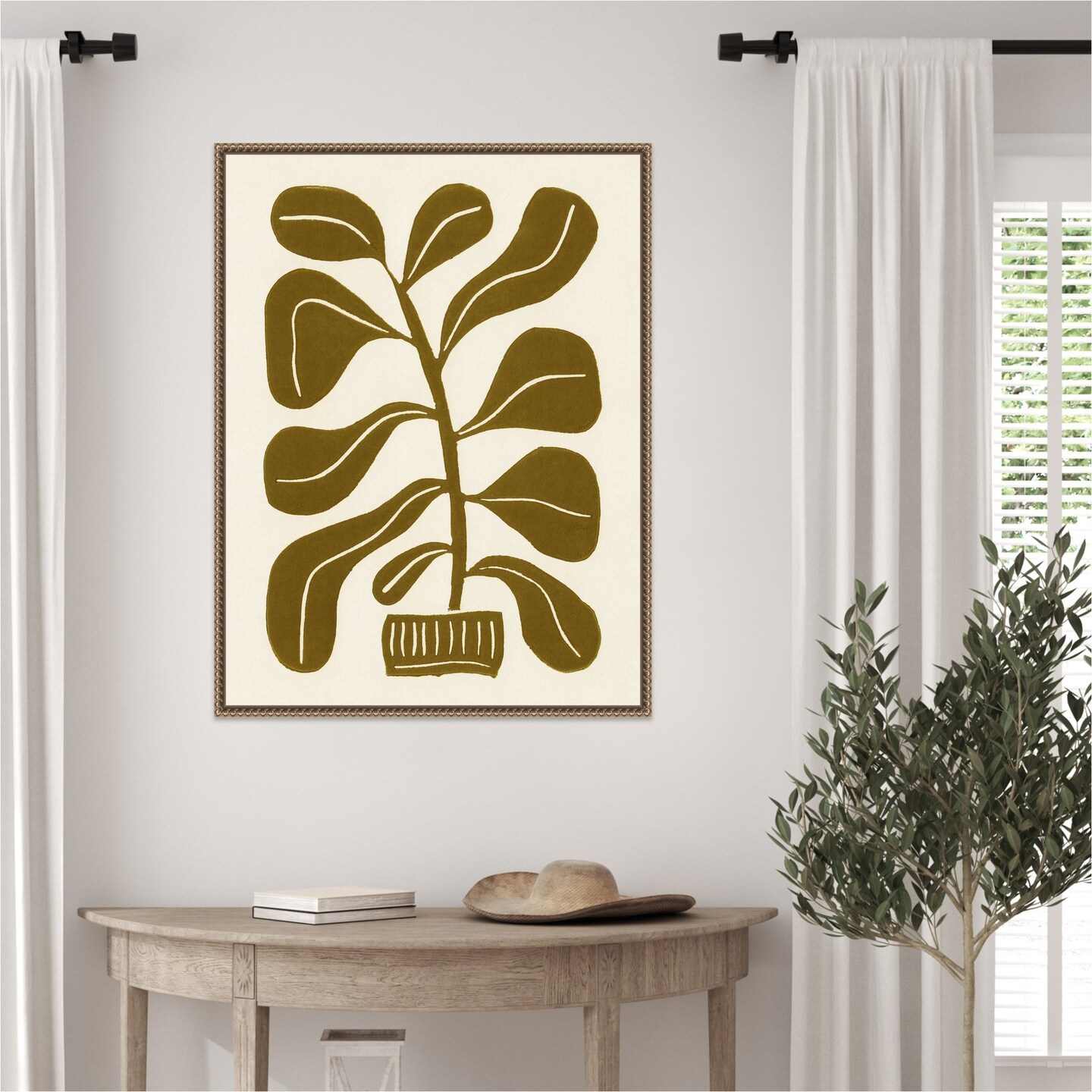 Linocut Houseplant No 2 by Alisa Galitsyna Framed Canvas Wall Art