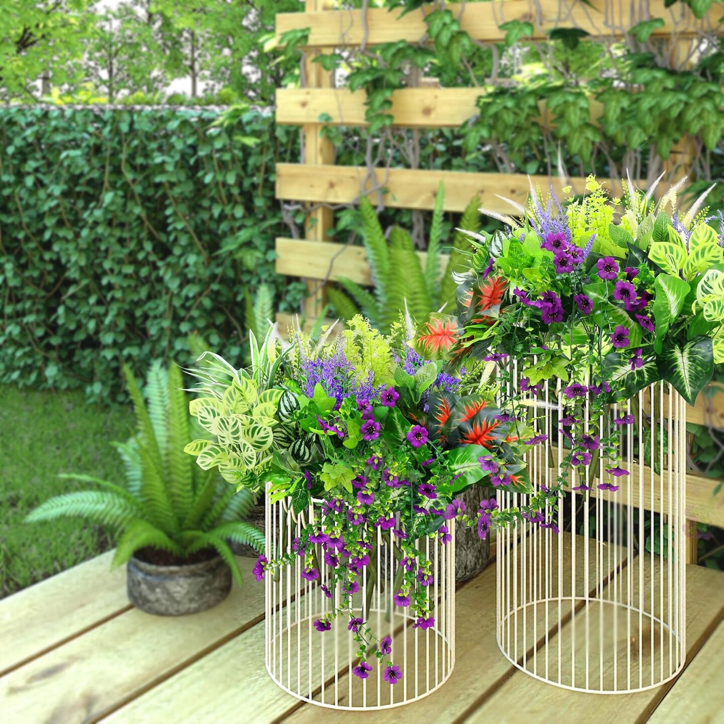 14 Bundles Summer Bushes &#x26; Picks Artificial Outdoor Plants Flowers