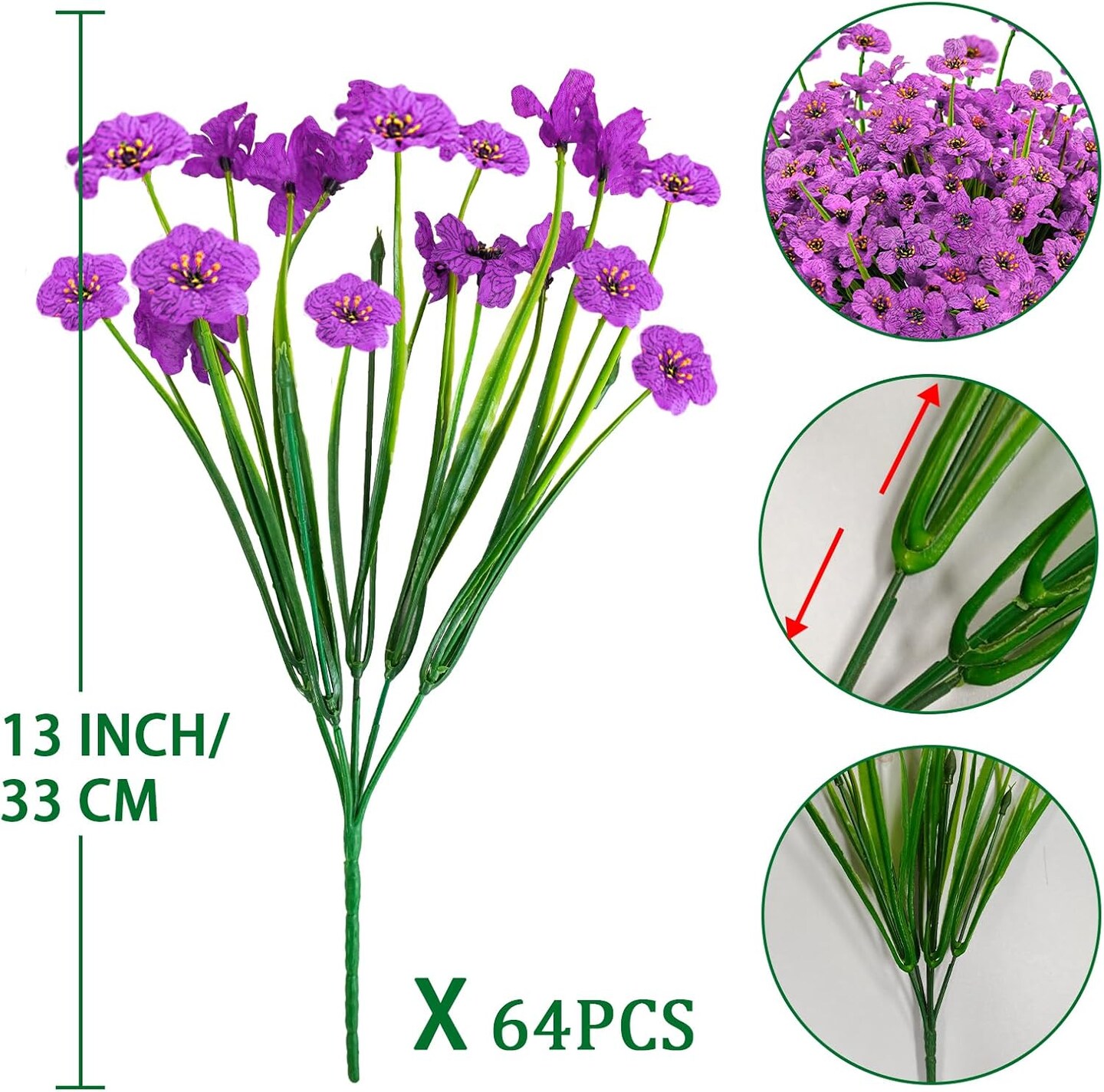 48 Bundles Summer Bushes Outdoor Artificial Flowers