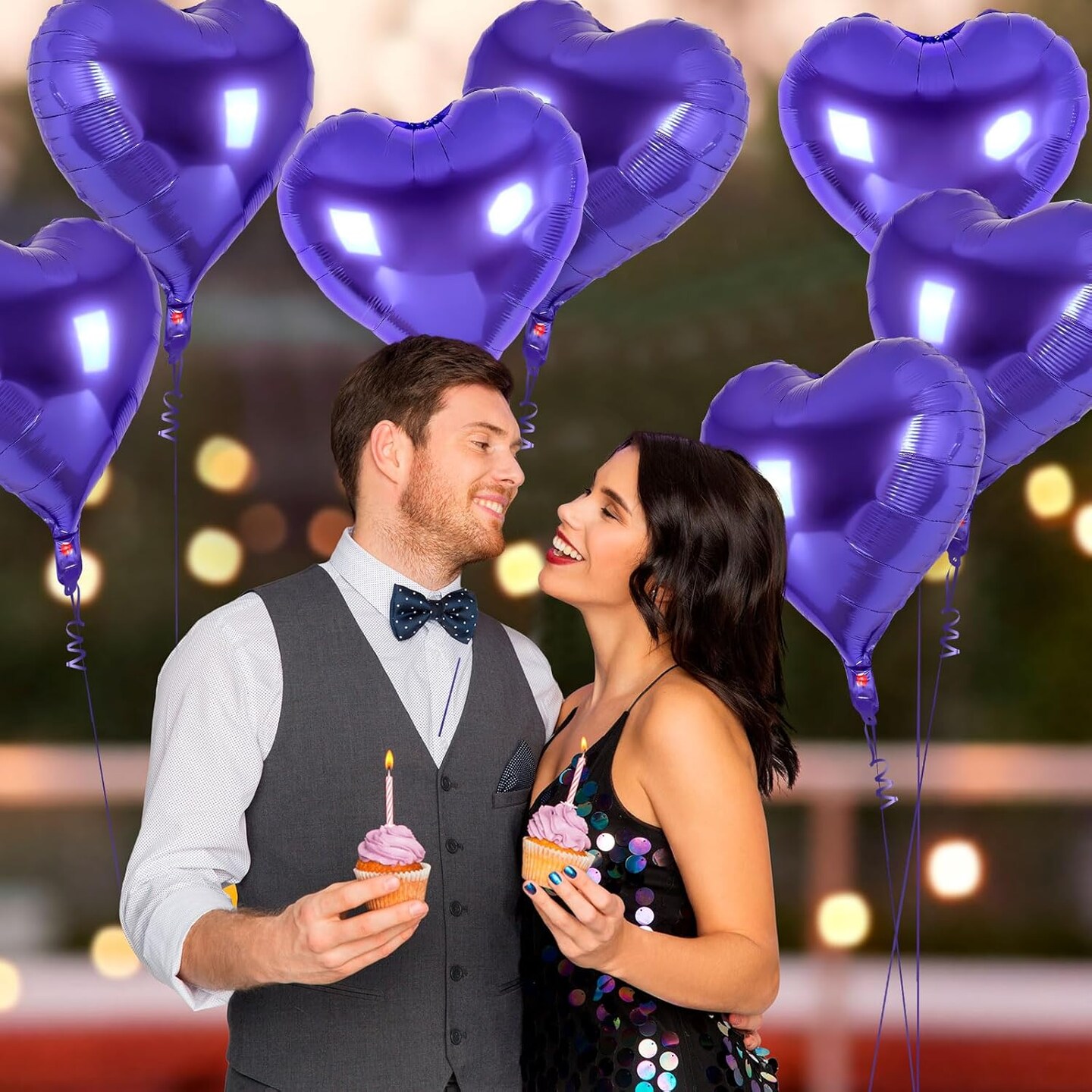 24PCS 18-Inch Purple Heart Foil Balloons – Love Heart-Shaped Decorations for Valentine’s Day, Birthday, Wedding, Engagement & Baby Shower Parties