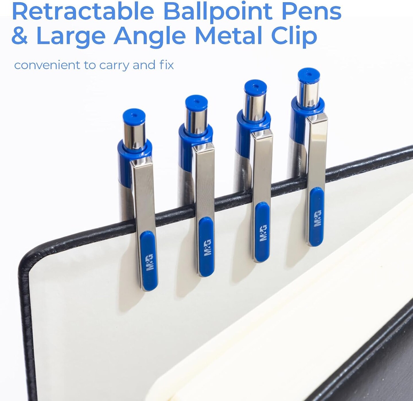 Ballpoint Pens, Blue Ink Pens Medium Point 0.7mm, Retractable Ballpoint Pens Bulk Long Lasting Smooth Writing with Anti-Slip Grip for Journaling Office Supplies School Women Men (12 Pack)