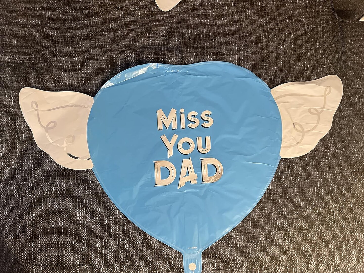 Miss You Dad Heavenly Balloons heart shaped with angel wings (Blue)