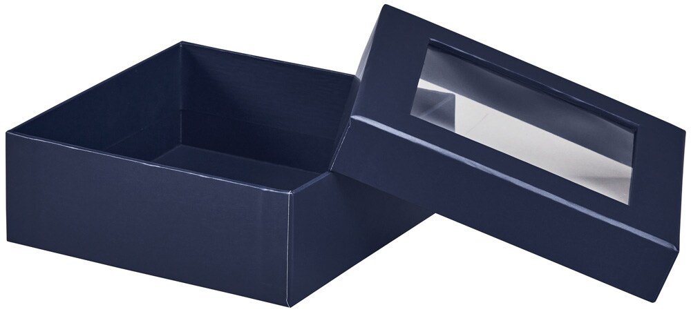 Pack/3: Navy Blue Window - Rigid Gourmet Gift Box - 5-1/2 x 5-1/2 x 2"