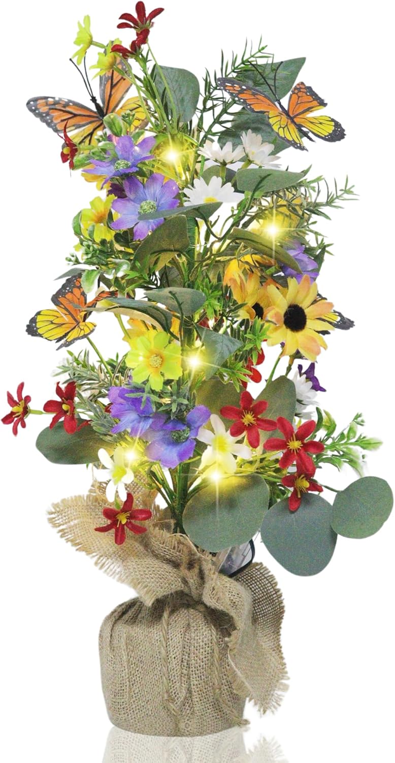 Lighted Trees for Indoor Decor–Artificial Tabletop Tree with Burlap Base