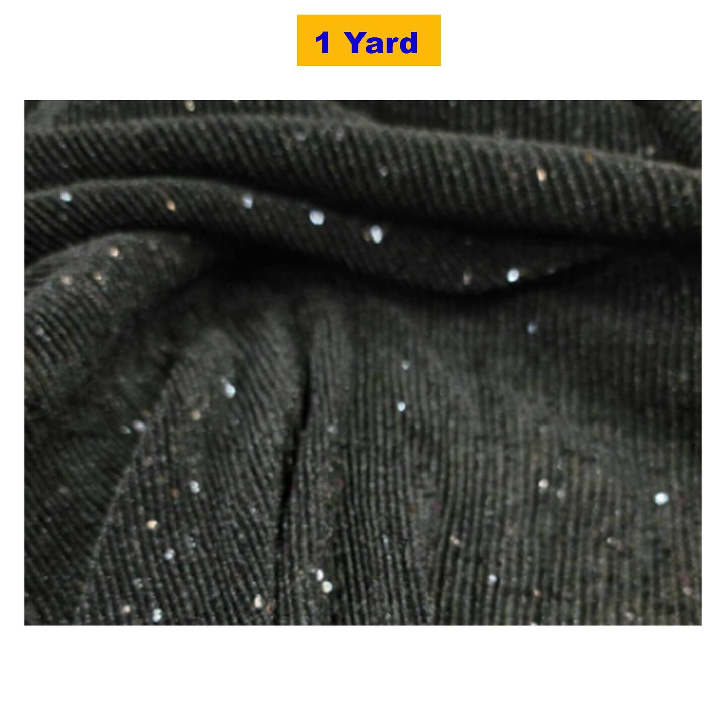 Black Textured Pleated Sequin Spandex 4 Way Stretch Fabric