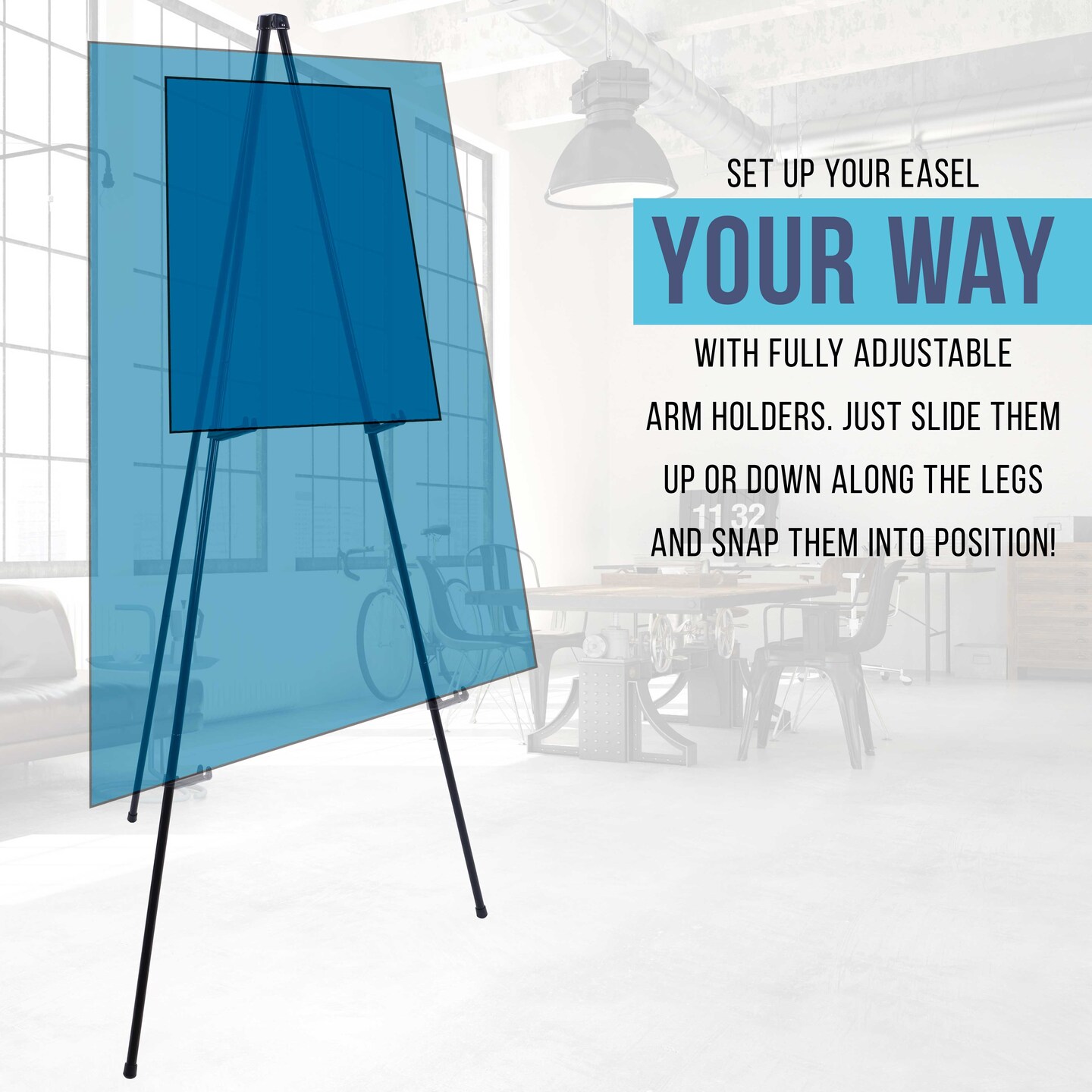 63&#x22; High Heavy Duty Metal Folding Display Easel (6 Pack) - Adjustable Height, Holds 10 lbs - Portable Art Easel Stand - For Sign, Poster, Canvas, Painting, Picture Display