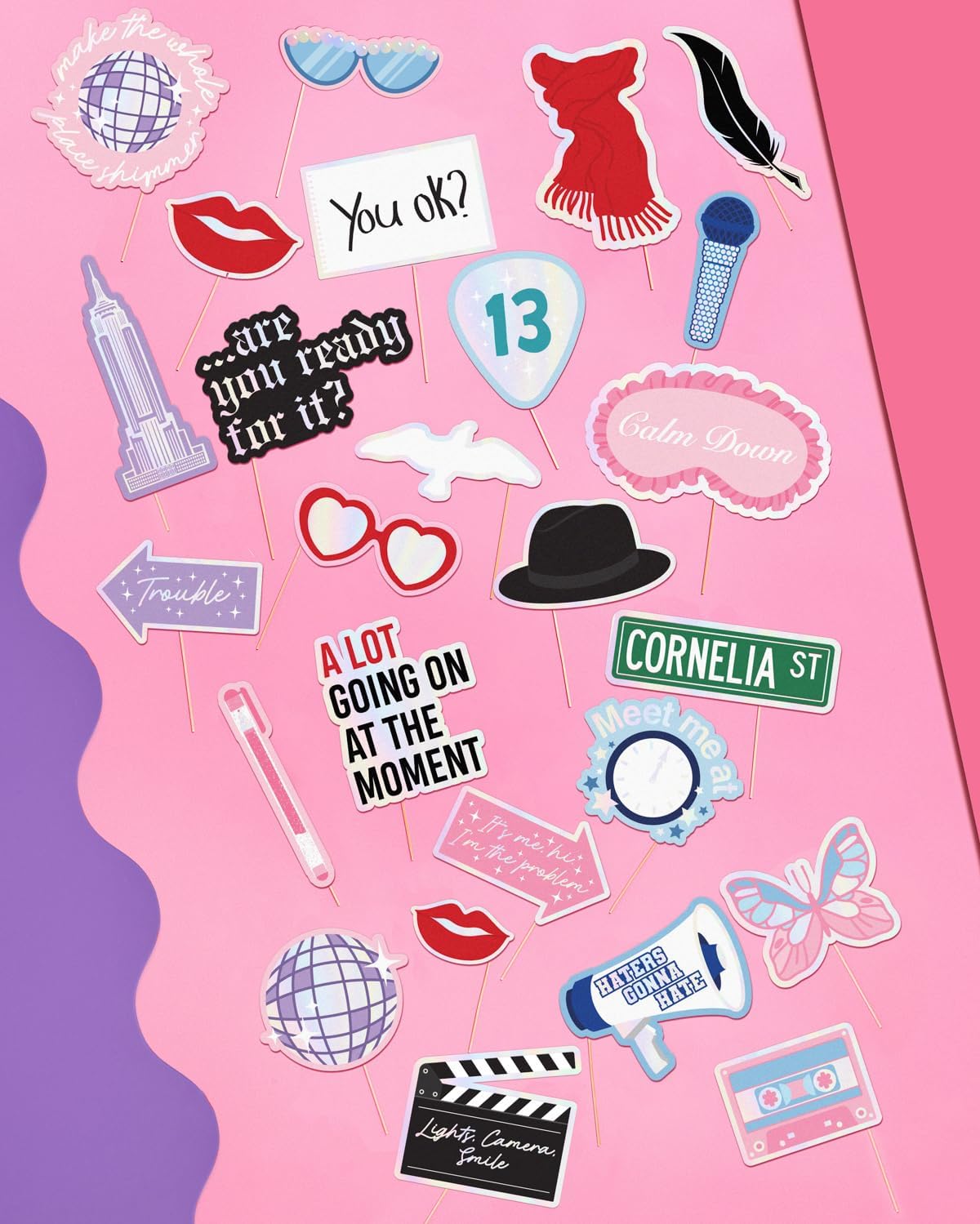 Party Era Photo Props - 26 Count | Bachelorette Backdrop, Concert Birthday Party Photo Booth, Birthday Background Decorations