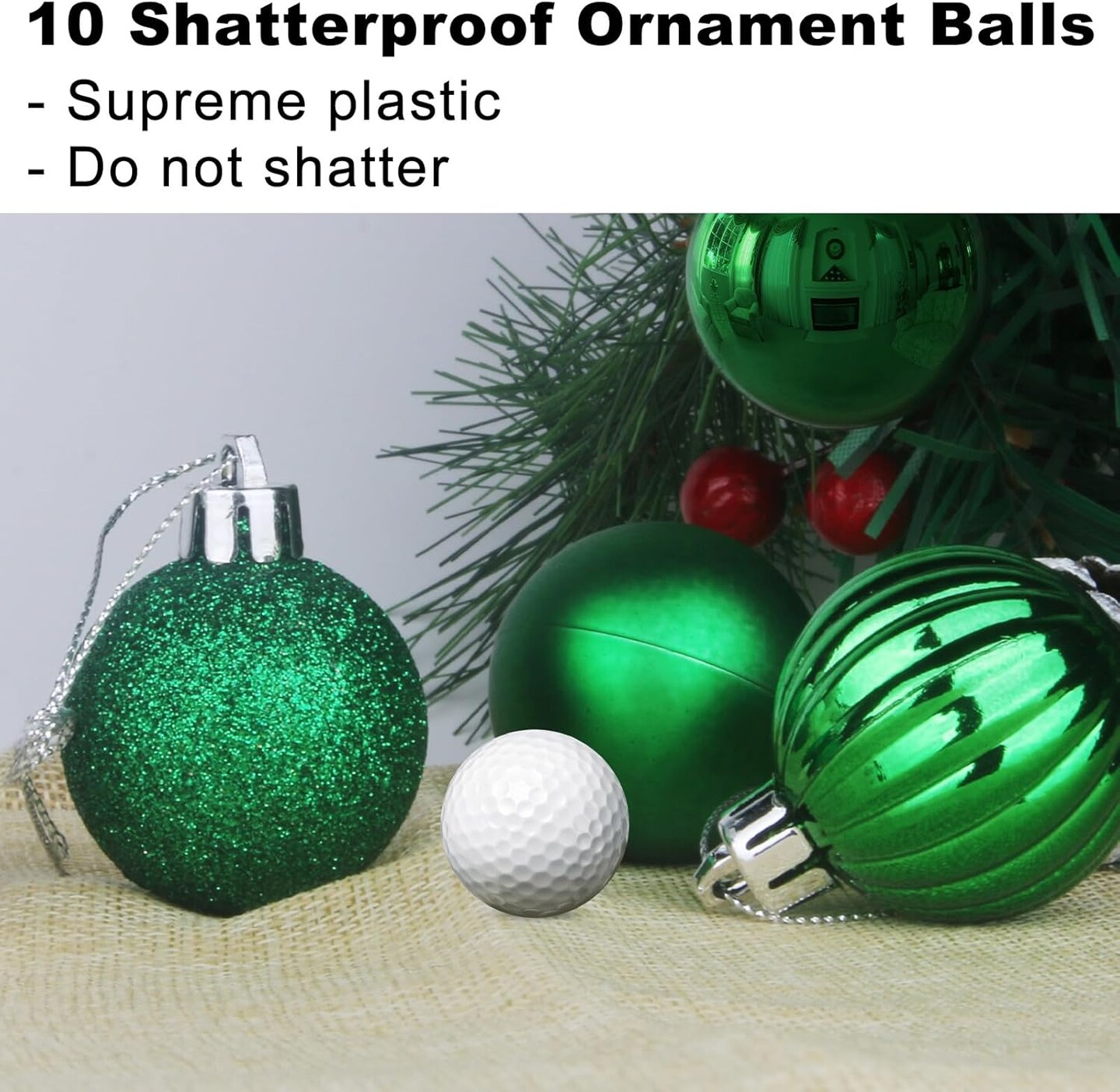 Emerald Green 3.2&#x22; Large Christmas Balls - Christmas Tree Decoration Ornaments Shatterproof Hanging Balls for Birthday Halloween Holiday Wedding Decorations Set of 10pcs