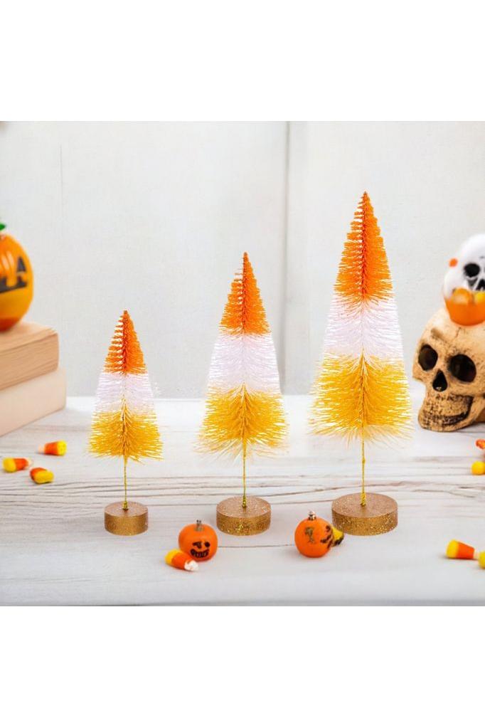 Halloween Orange Bottle Brush Tree (Set of 3)