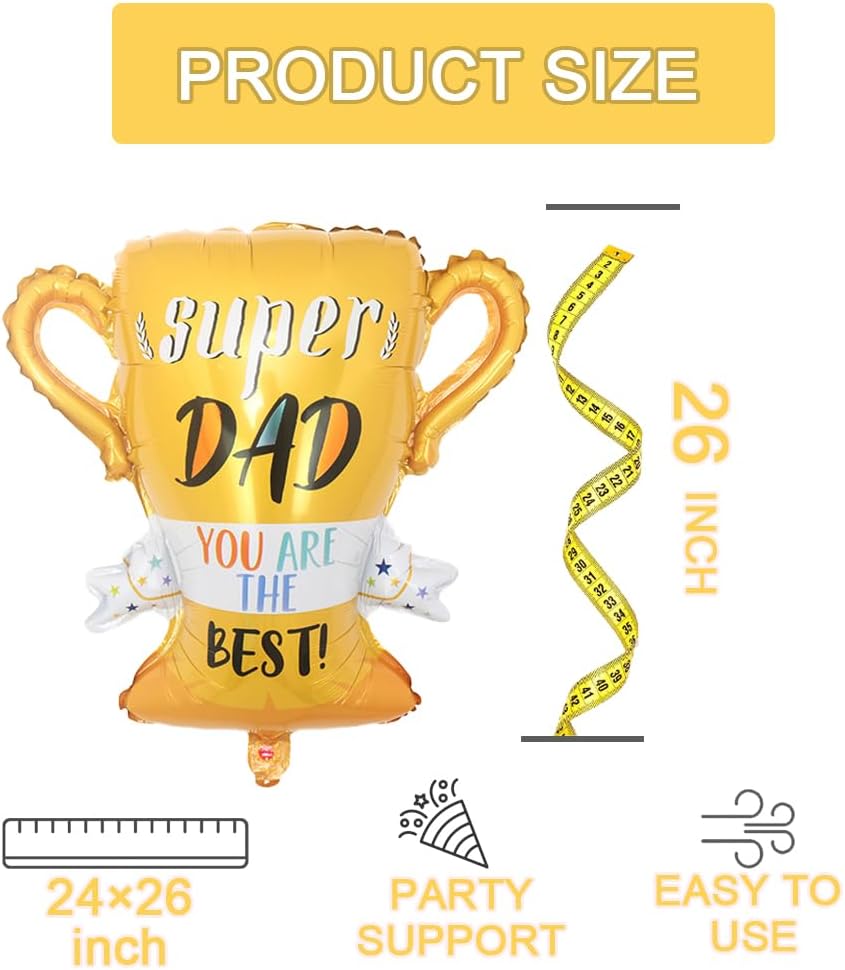 Trophy Balloon Father&#x27;s Day Balloons Foil Balloons for Father&#x27;s Day Themed Party Happy Father&#x27;s Day Party Supplies Decorations Party Sets-3 PCS