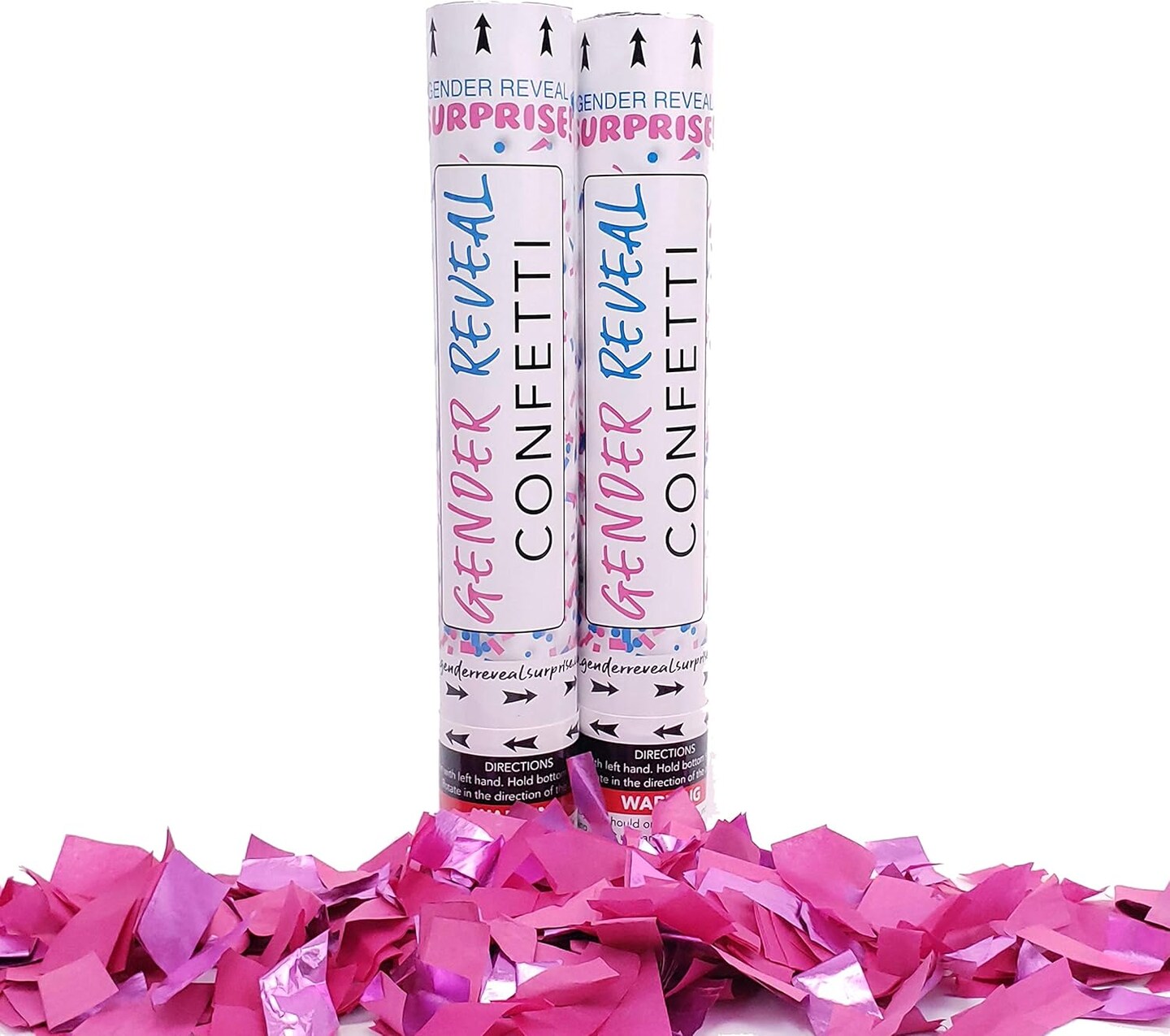 2PCS Pink Gender Reveal Confetti Cannons – Party Poppers for Baby Showers