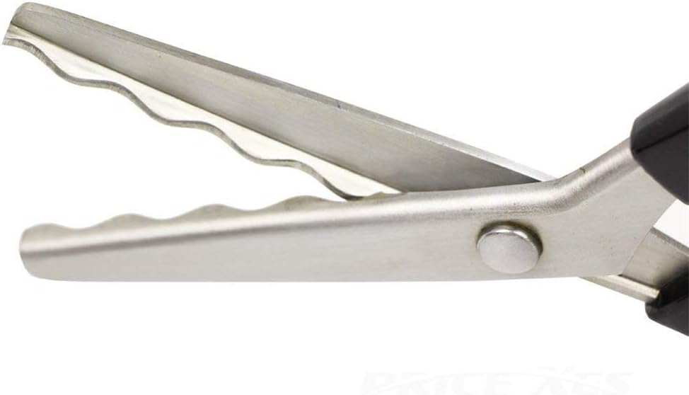 Fabric Pinking Shears Craft Scissors&#xFF0C;Serrated Scalloped stainless Steel Handled Professional Sewing black Scissors, Scissors for Leather, Tailoring, Paper Crafts Hand shears etc. (Scalloped18mm)