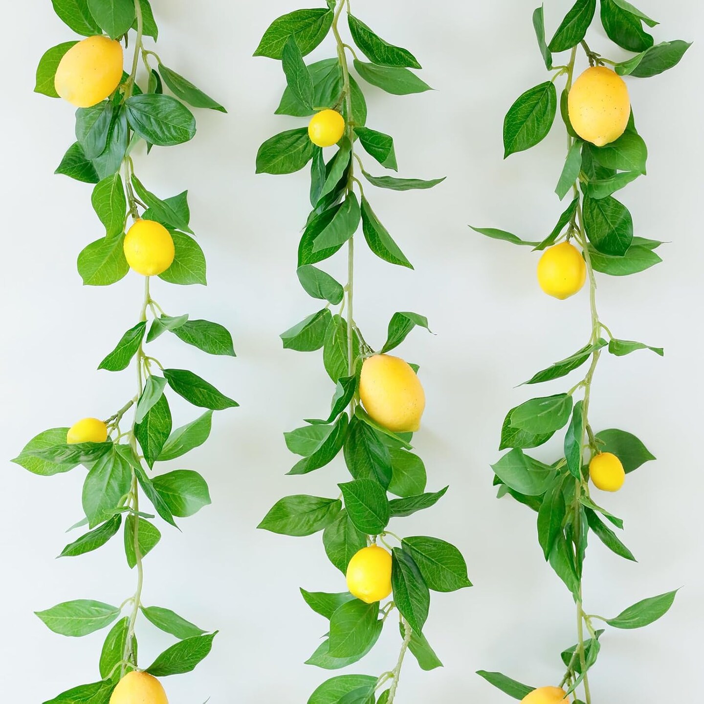 3 Strands Lemon Artificial Vines, 71&#x22; Lemon Silk Vine Garland with Green Leaves, Fake Hanging Plants Greenery Decor for Home, Bedroom, Wall, Party, Wedding Decoration