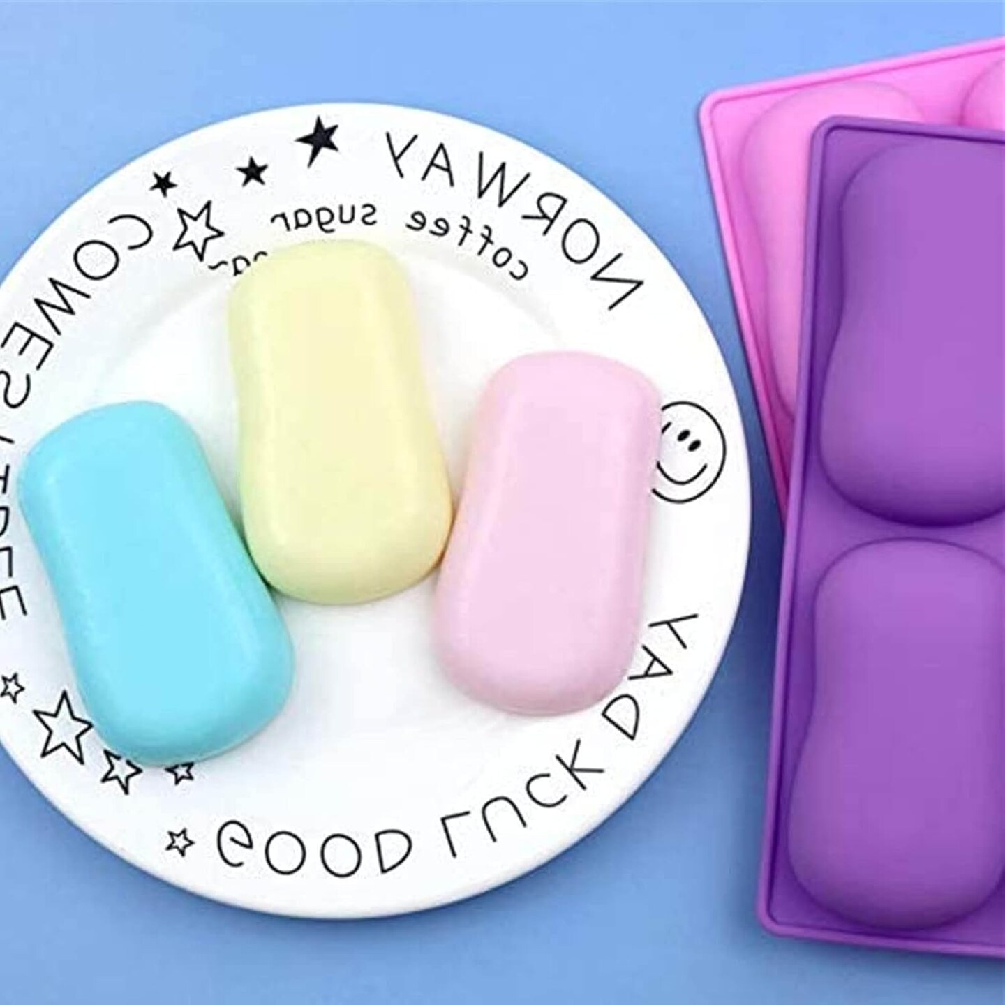2 Pack Oval Silicone Soap Molds&#xFF0C;6 Cavity Soap Molds for Soap Making Silicone Molds for Soap Bath Bombs Shower Steamer Lotion Bars