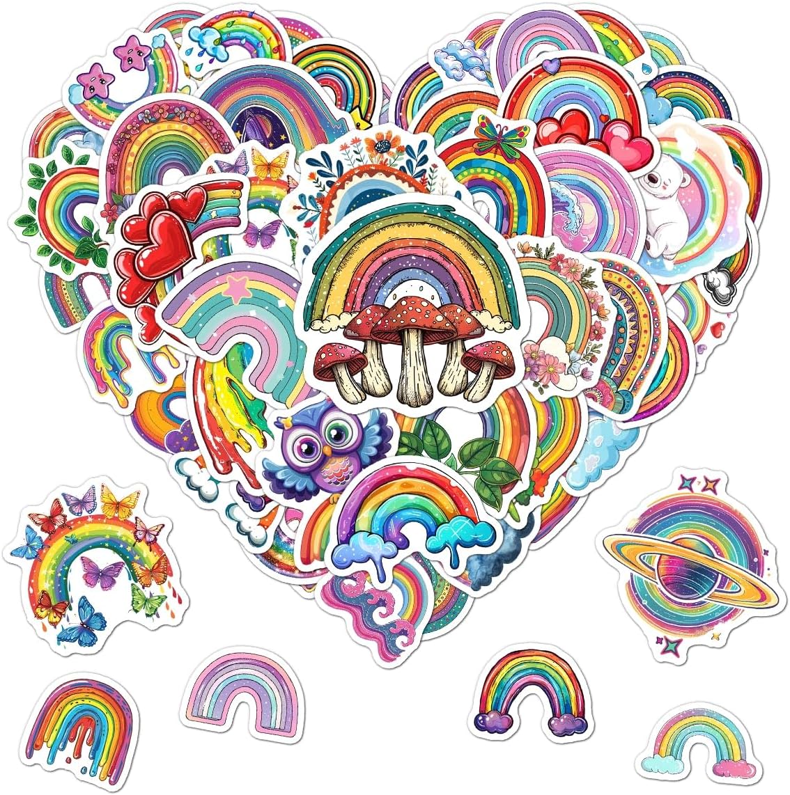 Pack 50 Pcs Pride LGBT Cute Rainbow Stickers for Water Bottles Funny Laptop Luggage Computer Scrapbooking Teens Girls Boys Adults Waterproof Aesthetic Sticker Small Vinyl Decals