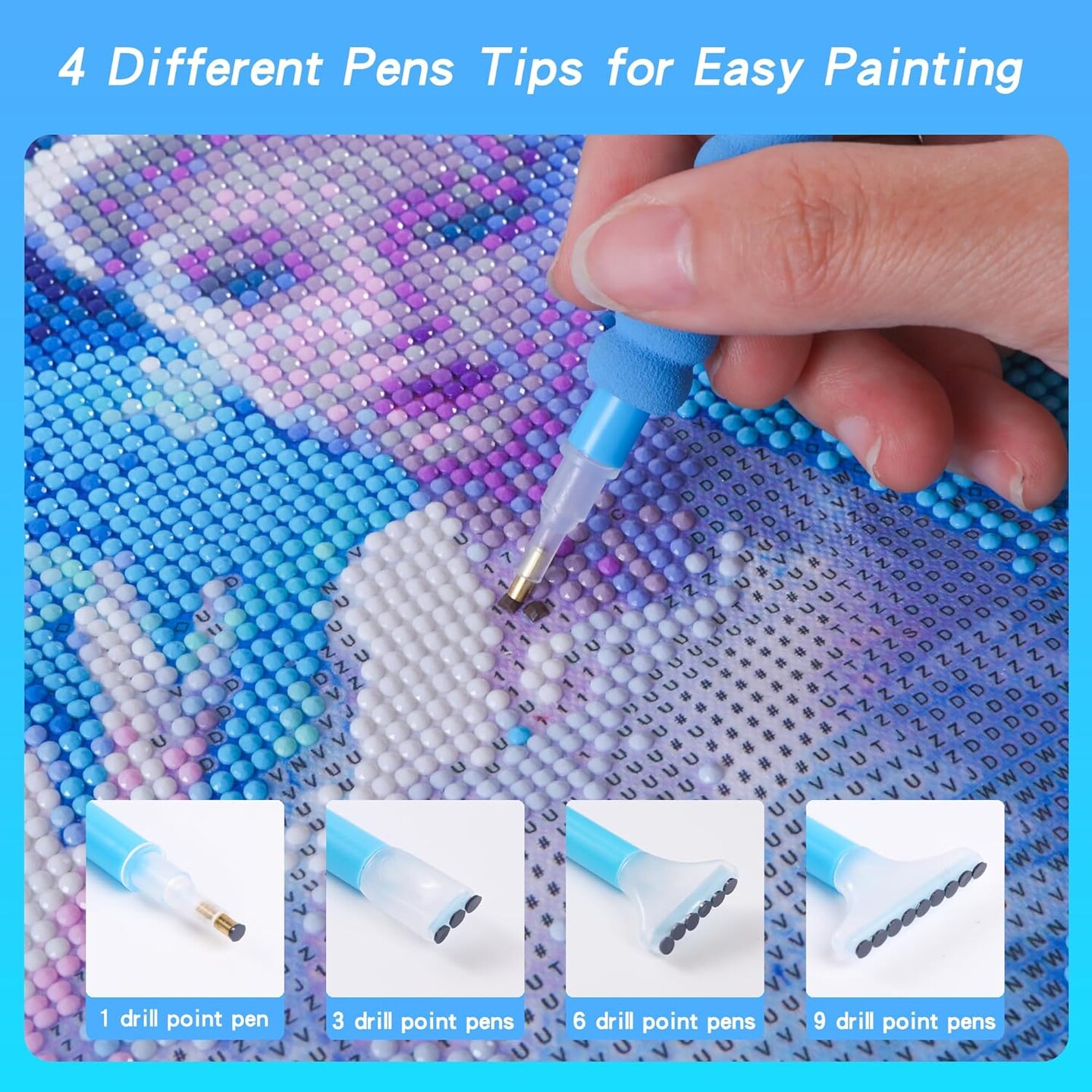 61PCS 5D Diamonds Art Accessories and Tools Kits with Diamond Painting Roller and Diamond Art Storage Box for Adults or Kids(Blue)