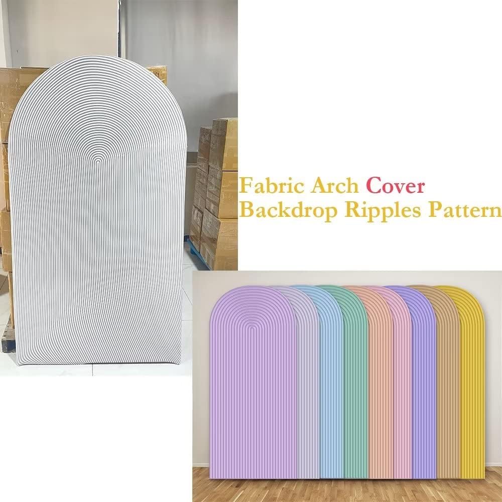 Light Tan Ripples Pattern Arch Backdrop Cover for Birthday Party Wedding Baby Shower Decorations Chiara Backdrops Arched Wall Frame Stands Covers Props GP-454 3ft * 6ft