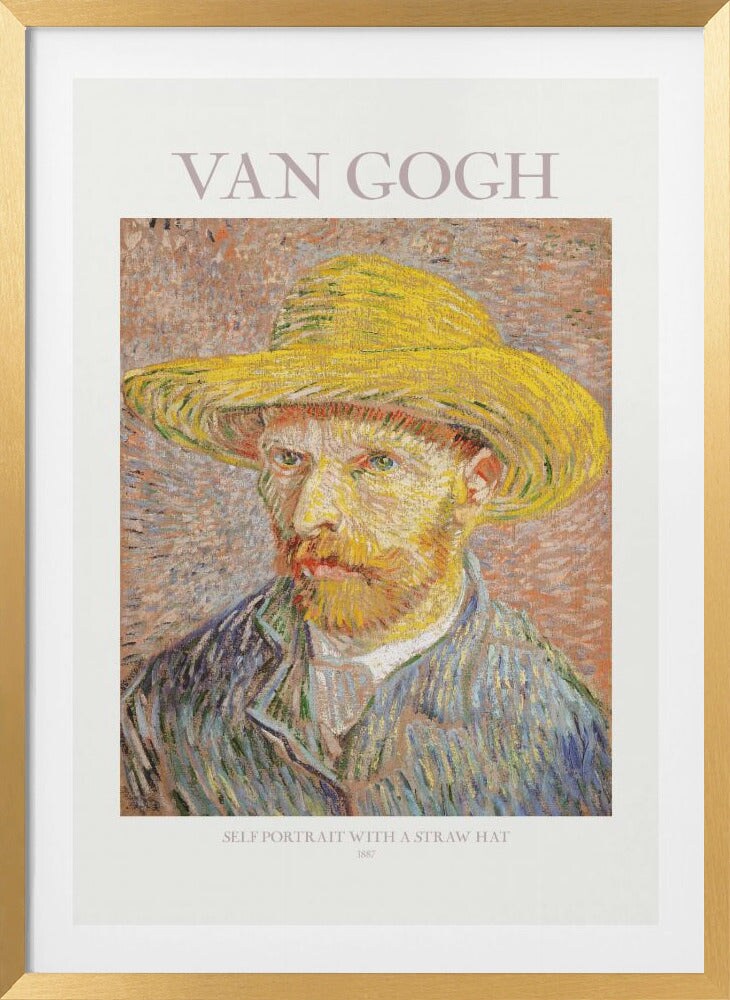Self Portrait With Straw Hat by Vincent Van Gogh Framed Art