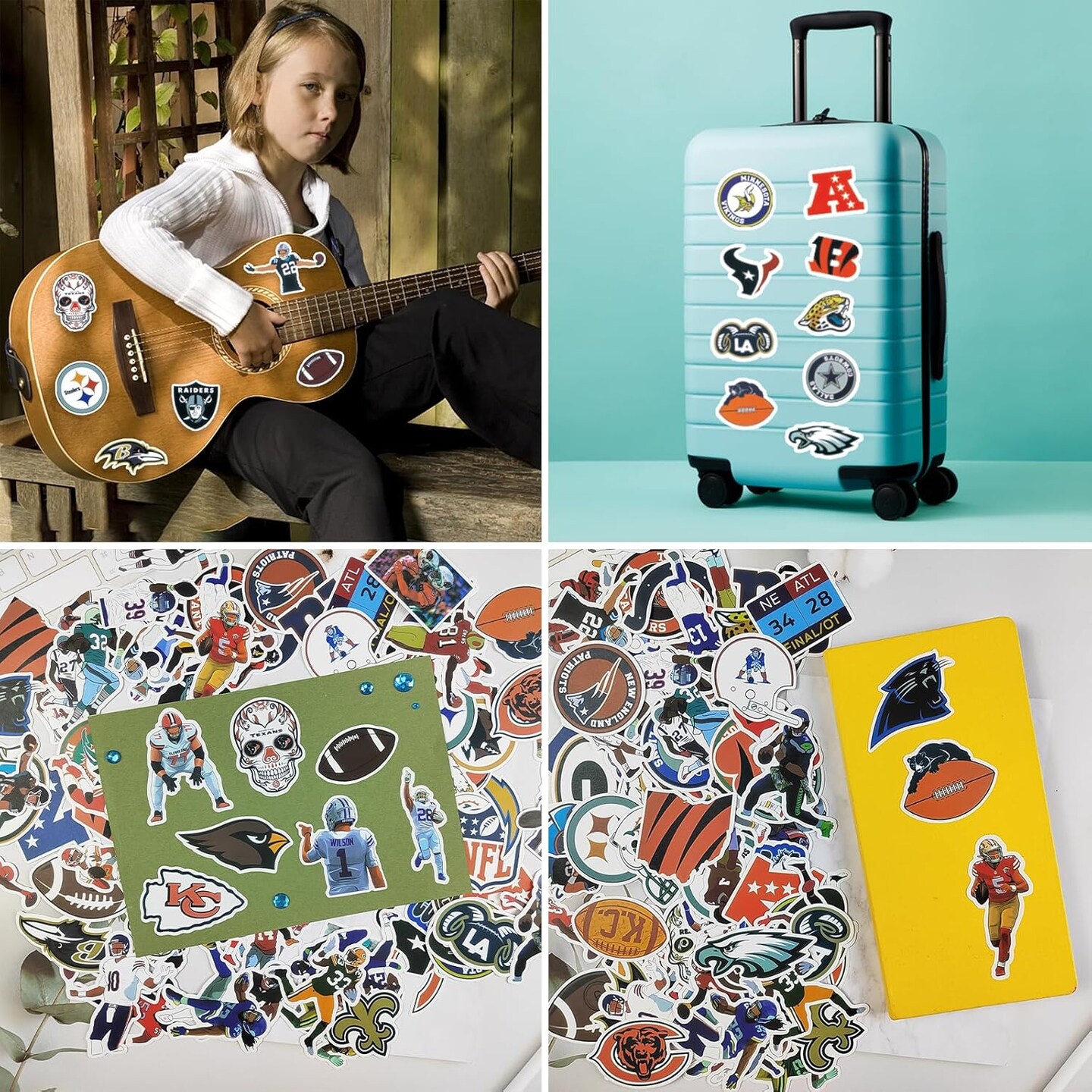 100 Pcs American Football Stickers Sports Stickers Water Bottle Computer Laptop Vinyl Stickers for Boys Teens Adults Kids Girls Football Fans