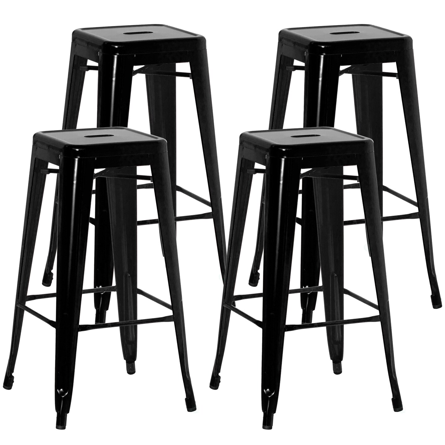 Basicwise 30-inch Backless Metal Bar Stool Stackable Heavy-Duty Counter-Height Chair for Home Bars Patios Kitchen Islands Cafes Restaurants Bistros and Dining Areas for Indoor & Outdoor Use