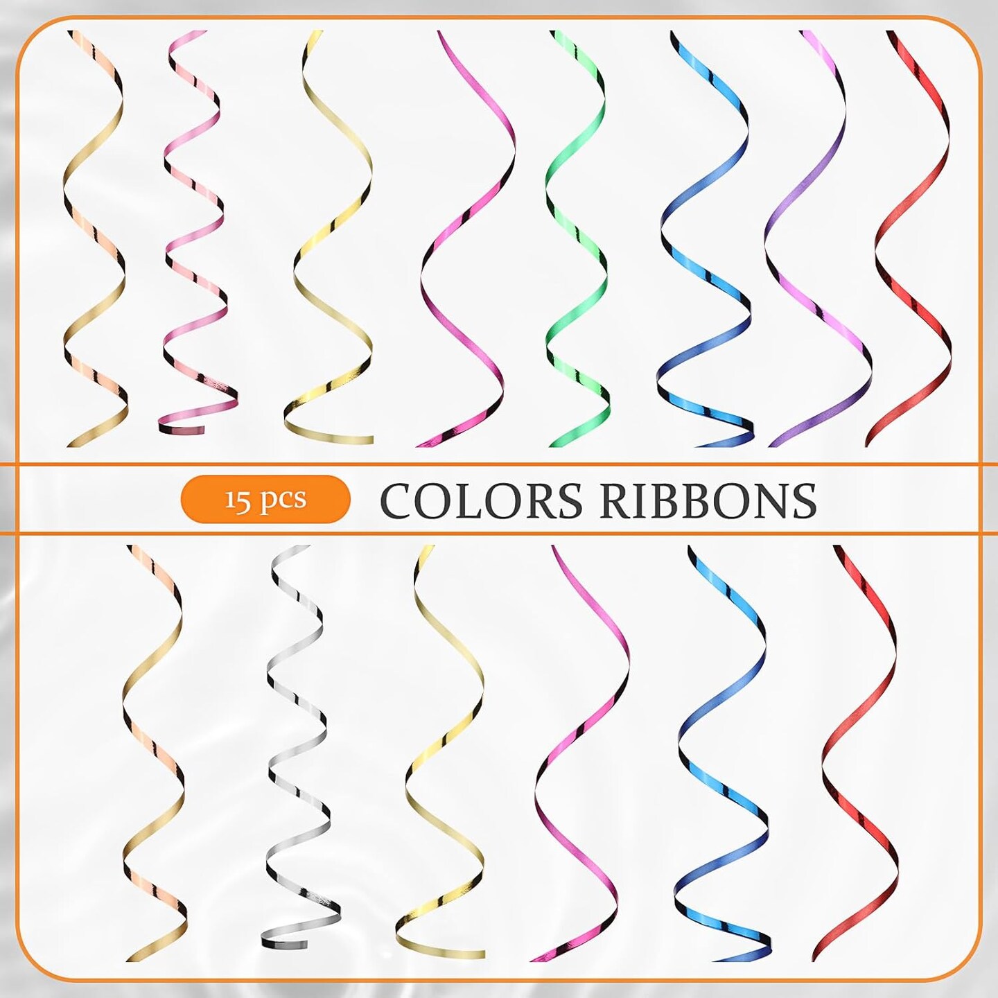 15 Rolls Curling Ribbon, 1/5" x 11yd Each (165yd Total) – Shiny Metallic Assorted Colors for Crafts & Party Decor