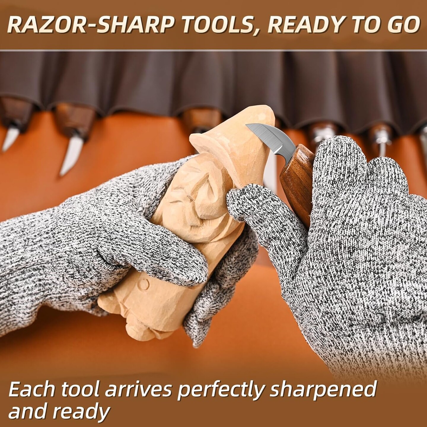Deluxe Wood Carving Kit - 21Pcs Wood Carving Tools with Large Leather Case,Wood Carving Tools Set with 8Pcs Whittling Knives, 8Pcs Detail Carving Knives,Wood Whittling Kit for Beginners