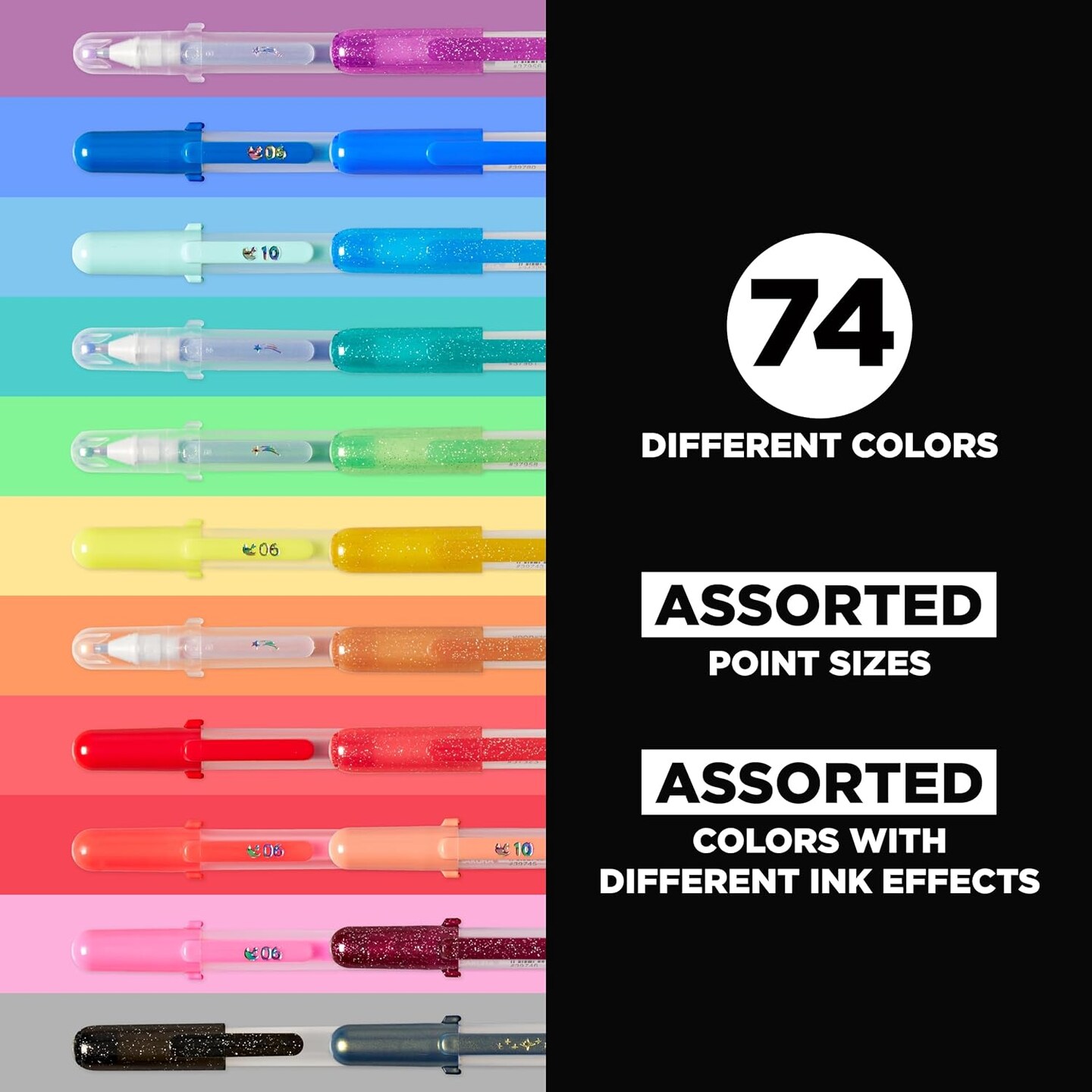 Gel Pens - Gift Set - Ink Pen Set for Journaling, Art, or Drawing - Assorted Point Sizes with Pen Storage Case - Assorted Colored Ink with Special Effects - 74 Pack