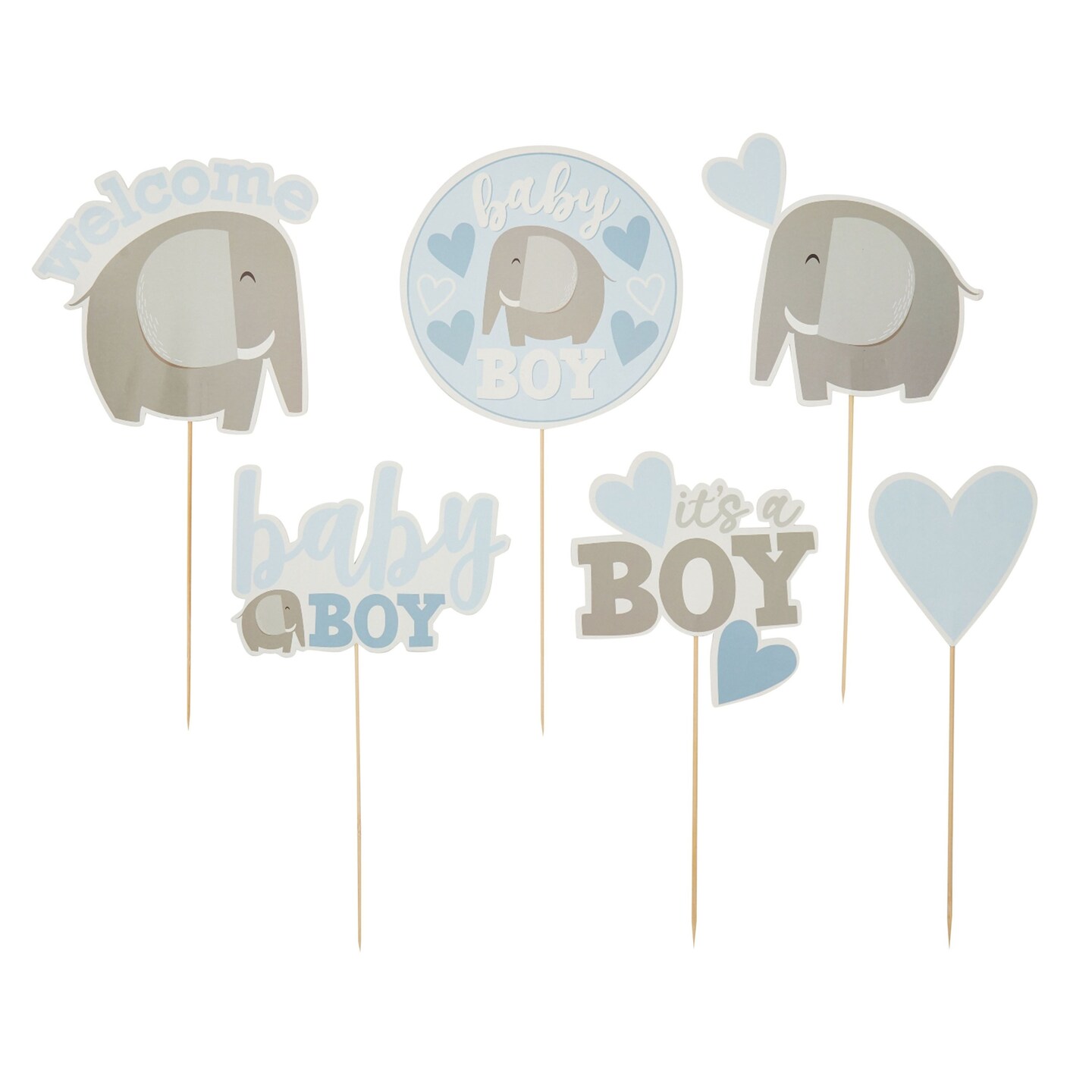 30 Pieces Elephant Baby Shower for Boys Party Decorations, Centerpiece Stick Table Toppers