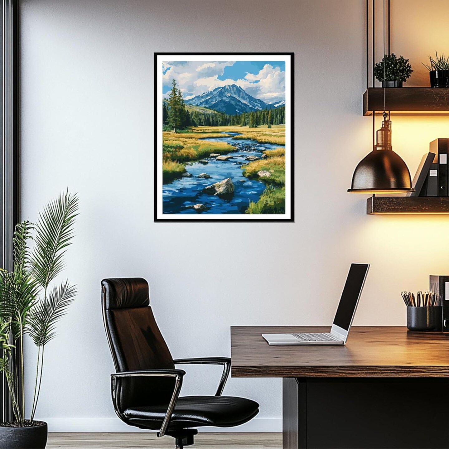 Yellowstone Paint by Numbers for Adults, Easy Paint by Numbers, National Park Paint by Number Kits, Nature Landscape Canvas Gift Home - Spring Mountain Lake Wall Decor(16x20inch)