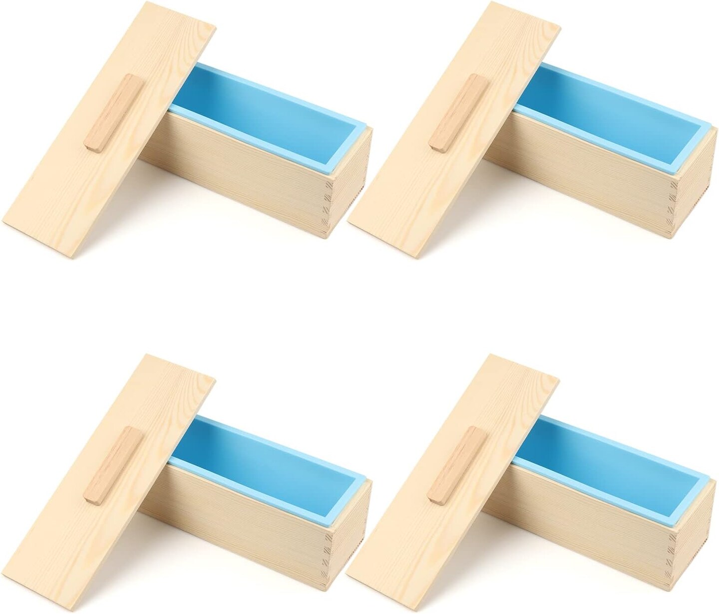 Soap Mold Loaf Box, 42 oz Soap Box for Soap Making with Wooden Boxes, Set of 4, Soap Bar Box Can Be Used for Homemade Soap Produce, Soap Making, Ideal Size and Large Capacity,