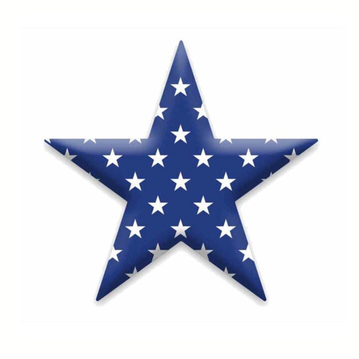 10x9.5" Metal Patriotic Star Sign – Blue & White Embossed Wall Decor for 4th of July & Summer Americana Style-MD1536C8