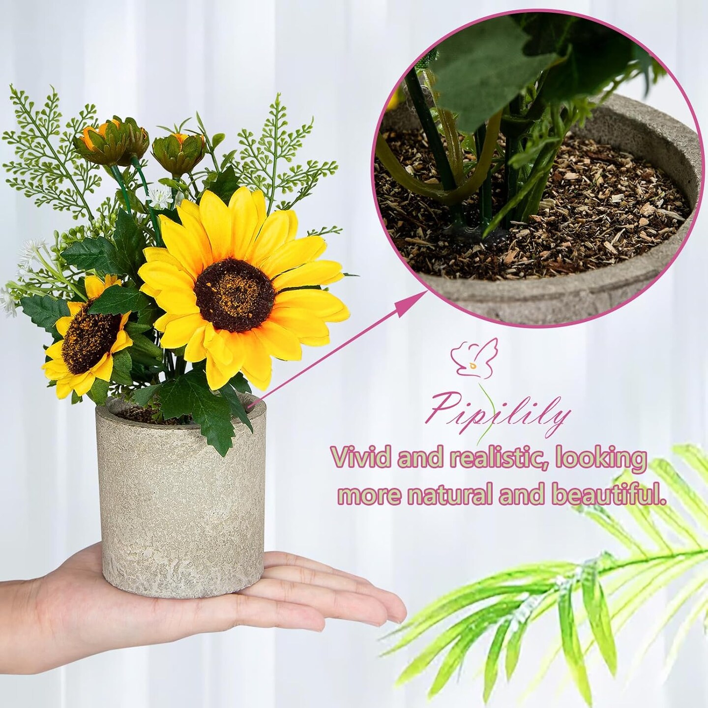 Artificial Sunflowers Decor - 4 Pack