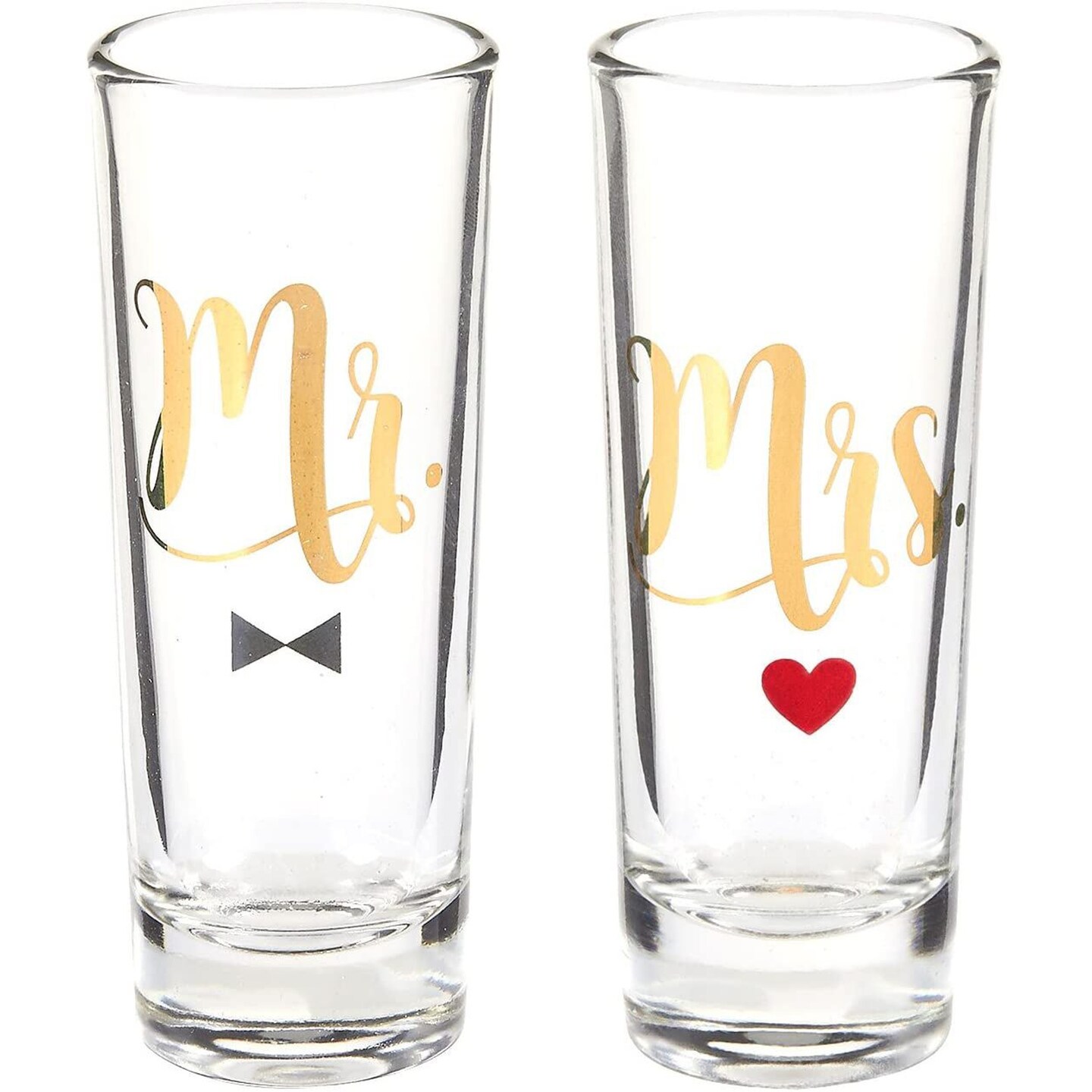 Mr & Mrs Shot Glasses - Novelty Shot Glass - Stemless Glasses, Engagement Wedding Gift for the Happy Couple, Newlywed, Bride and Groom