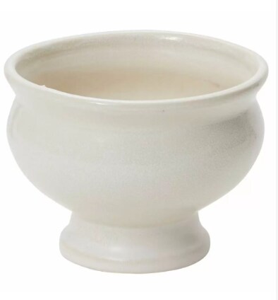 White Ceramic Compote Bowl &#x2013; Pedestal Vase for Flowers-55216-00