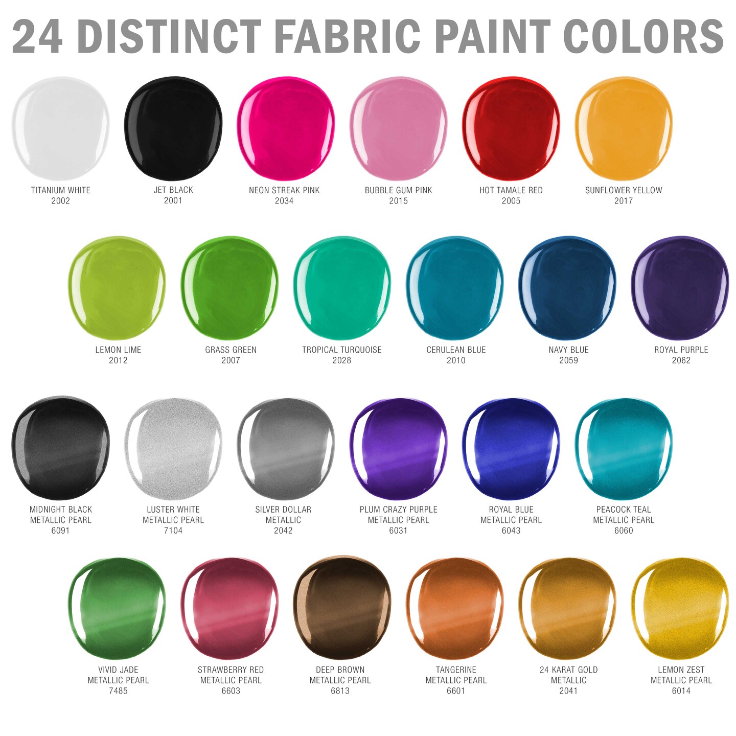 24 Color Permanent Acrylic Fabric Paint Set, 2oz, with 7 Brushes - Textile Paints for Clothes, Denim, Canvas, Upholstery &#x26; Furniture - Permanent Fabric Paints