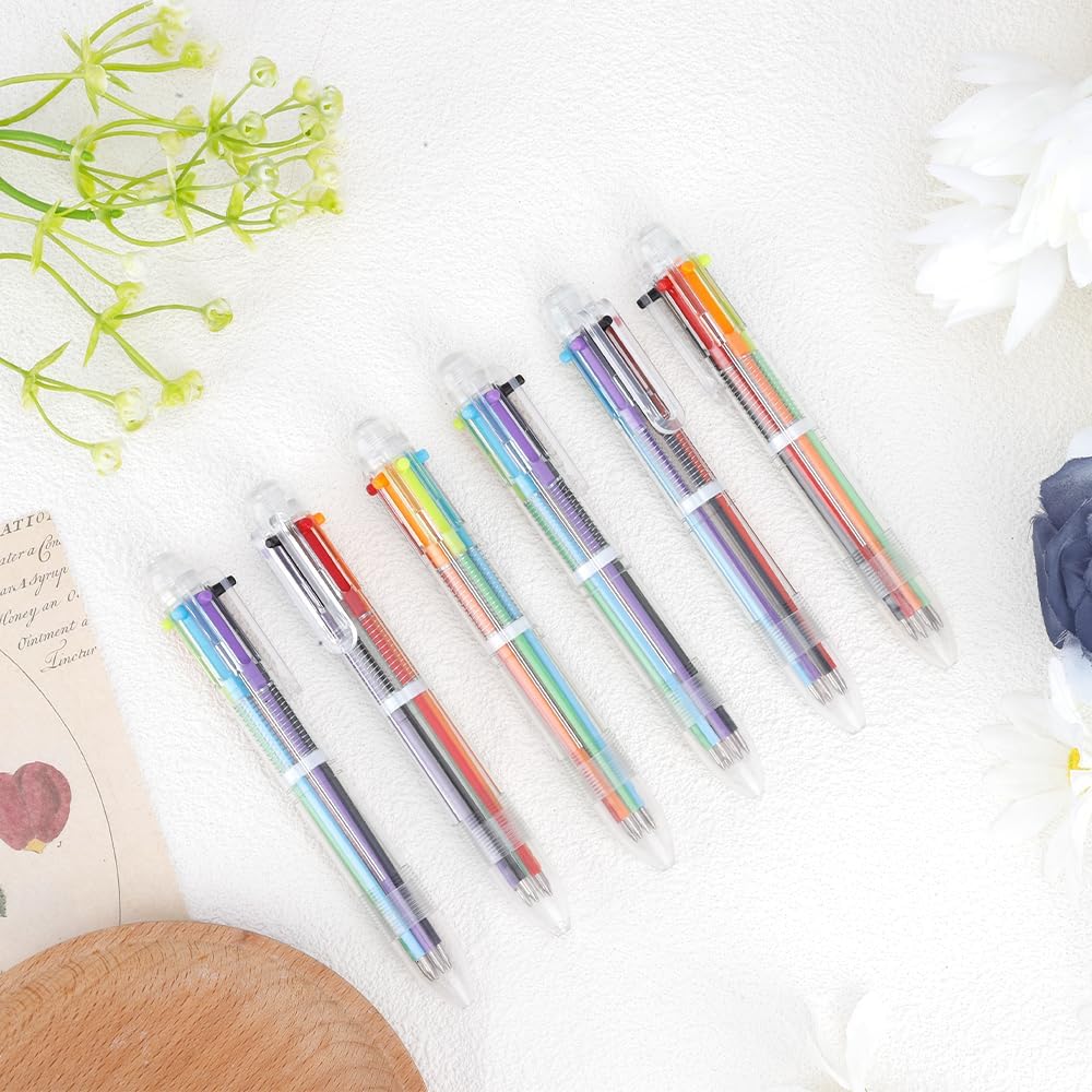24 PCS Ballpoint Pens for School 6-in-1 Colored Pens Ballpoint
