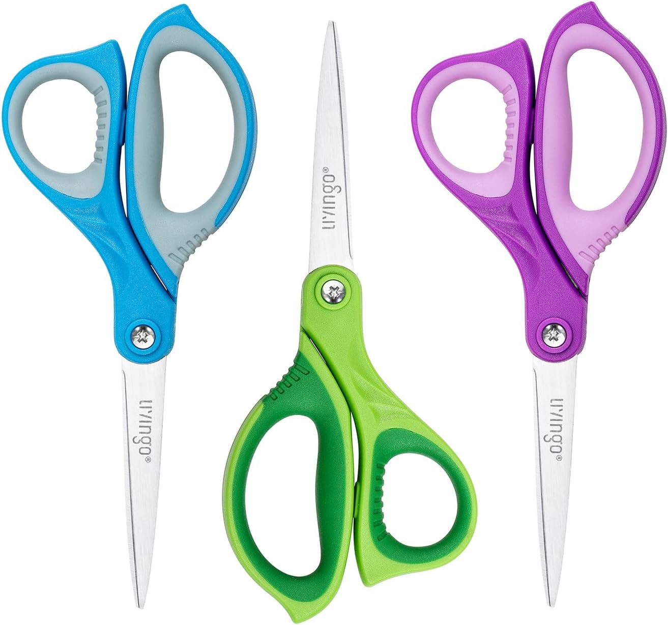 7" School Scissors 3-Pack – Sharp Pointed Tip, All-Purpose, Right & Left Handed for Students, Teachers & Crafts