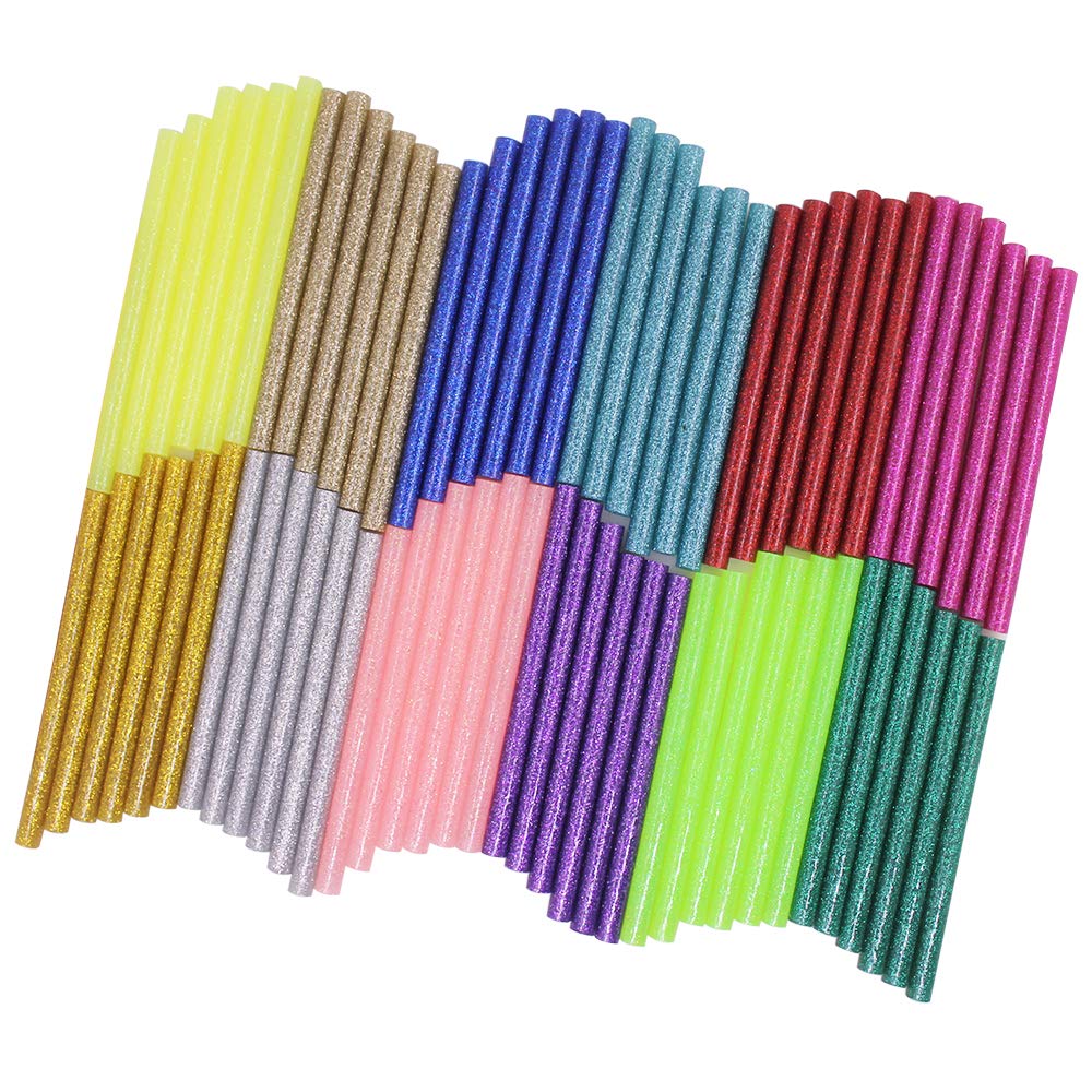 72 Pieces Glitter Hot Glue Colored Gun Sticks, 12 Colors, EVA Glue Mini Size Hot Melt Adhesive Sticks for DIY Art Craft Repair Bonding - Diameter 7 mm/0.28&#x22;, Length 10 cm/3.9&#x22;