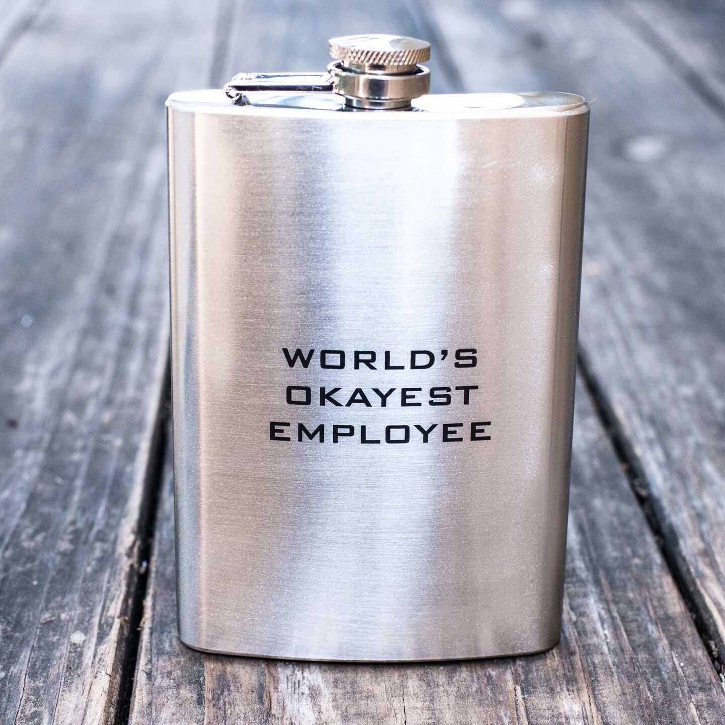 8oz World&#x27;s Okayest Employee Stainless Steel Flask