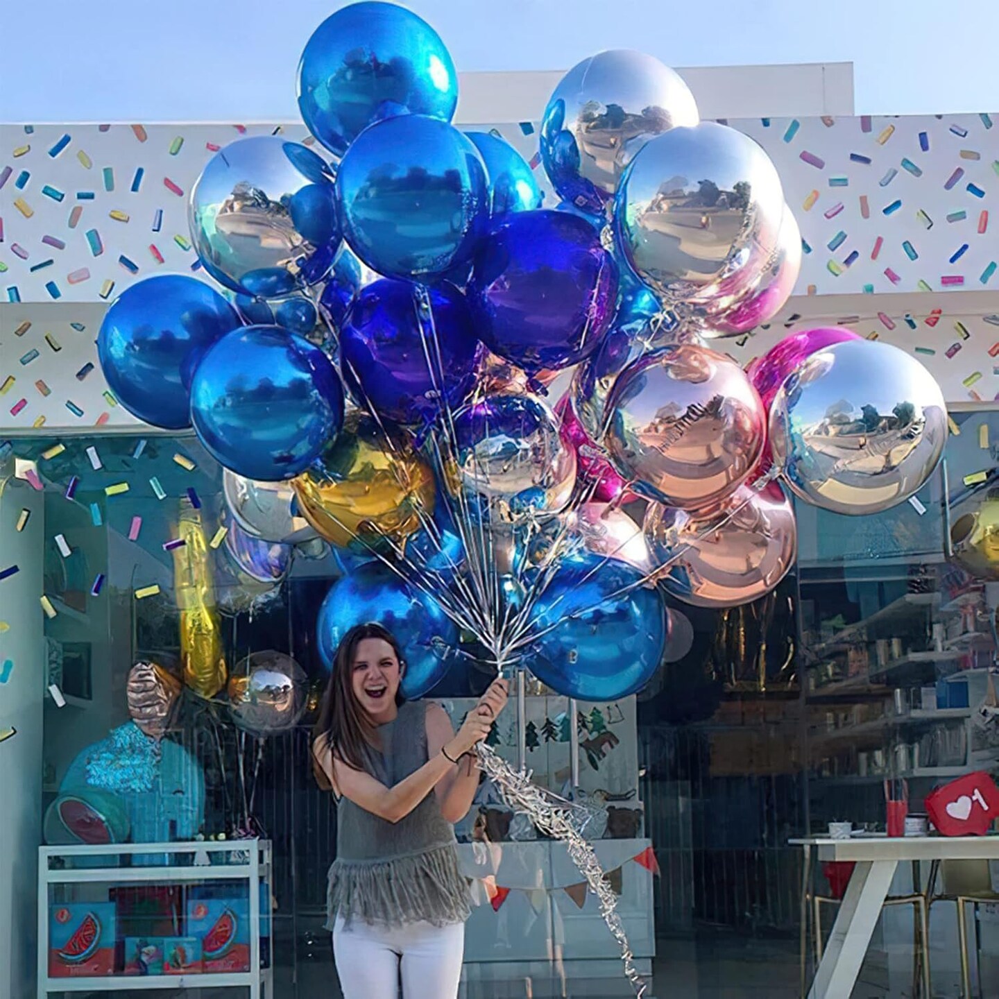 Dark Blue Balloons, 6 pcs Blue Foil Balloons, 22 inch Giant 4D Foil Balloons and Ribbon, Large Mylar Balloons, Balloons for Birthday Decorations, Wedding Decorations, Party Decorations
