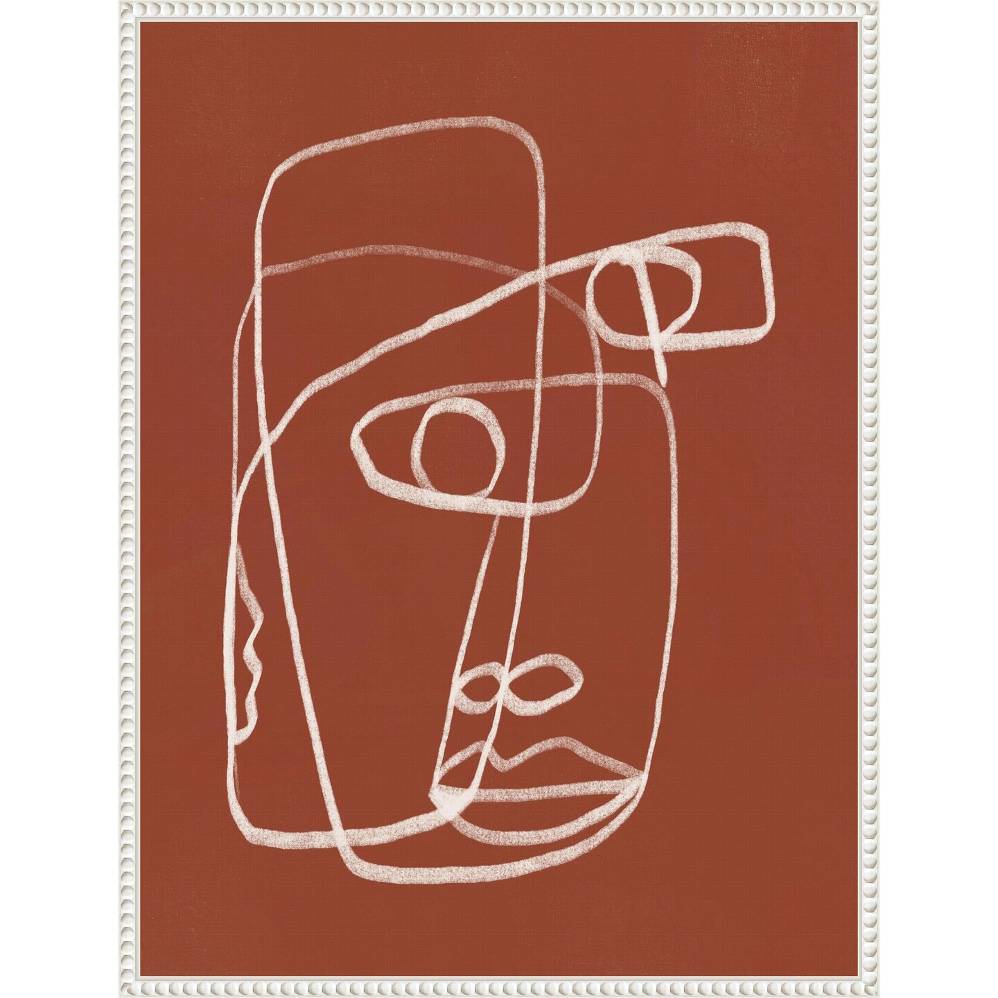 Line Art Abstract Portrait Terracotta 02 by Little Dean Framed Canvas Wall Art