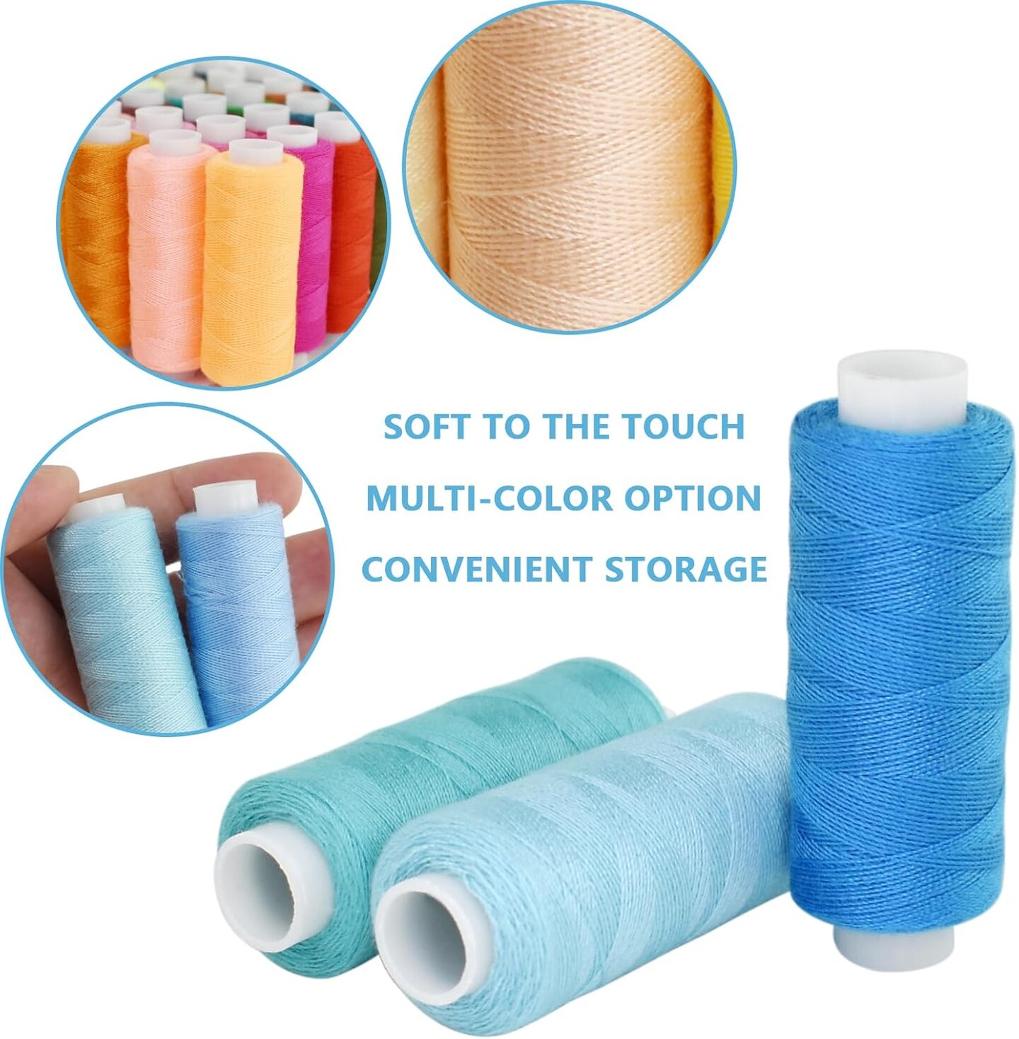 60 Colors Sewing Thread Spool Kit 250 Yards Per Polyester Spools for Hand Sewing, Embroidery and DIY Sewing Machine