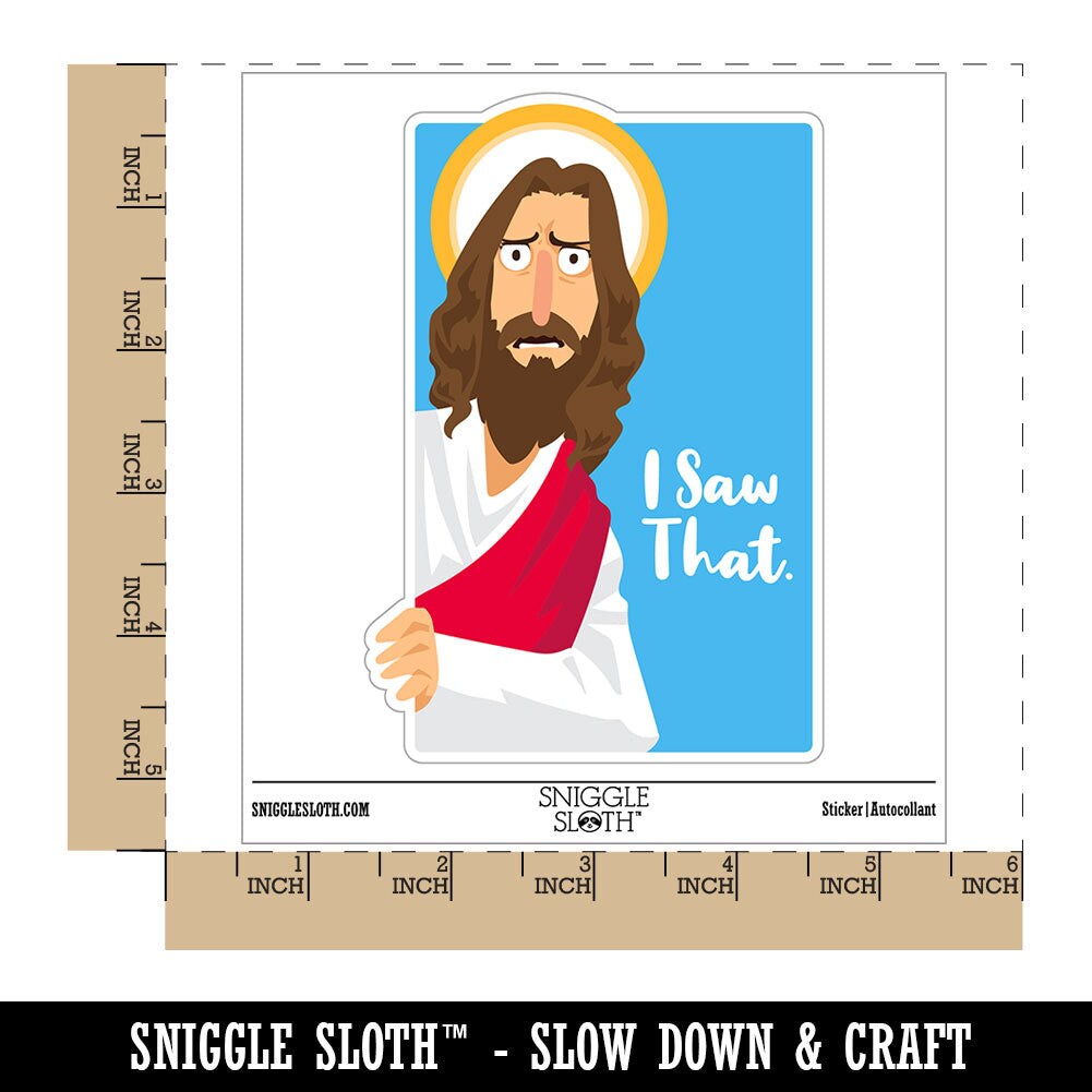 Water Bottle Sticker Set I Saw That Disappointed Jesus Funny Cute Waterproof Vinyl Stickers Pack Decal, Skateboard, Laptop, Car, Window, Bumper - 5 Pack