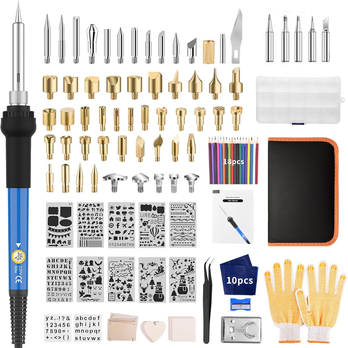 Wood Burning Kit 113pcs Professional Wood Burning Tool Adjustable Temperature Wood Burner Tools Set with Soldering Iron for Embossing Carving DIY Adults Crafts Beginners