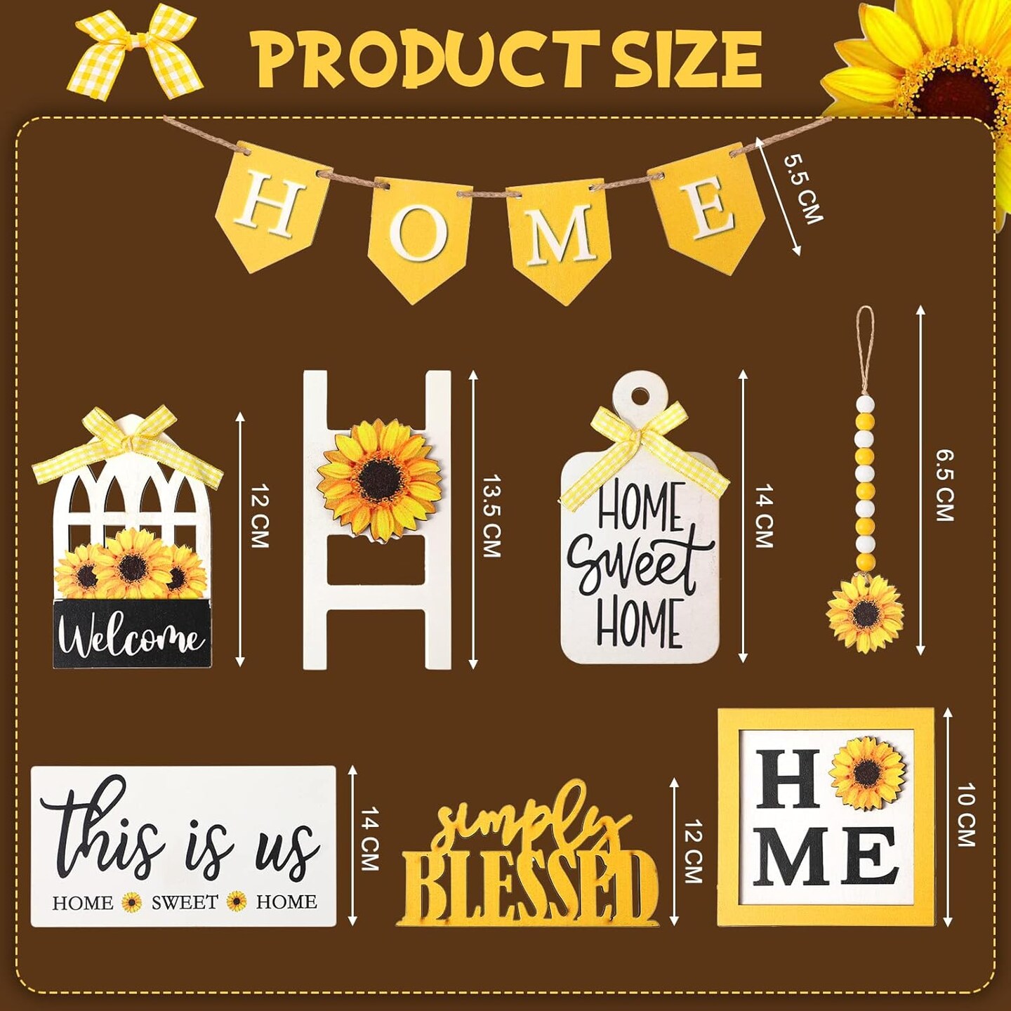 11 Pcs Sunflower Tiered Tray Decor Set
