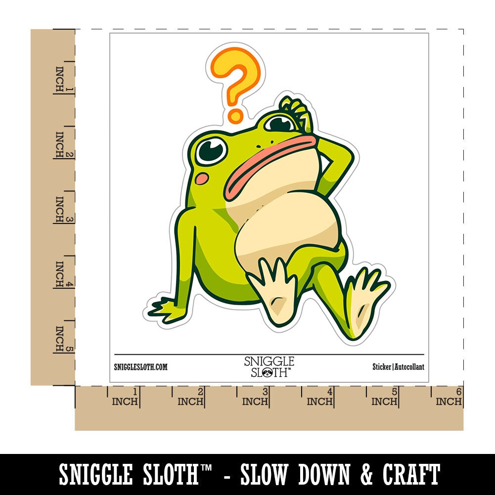 Water Bottle Sticker Set Silly Confused Frog Question Mark Cute Waterproof Vinyl Stickers Pack Decal, Skateboard, Laptop, Car, Window, Bumper - 5 Pack